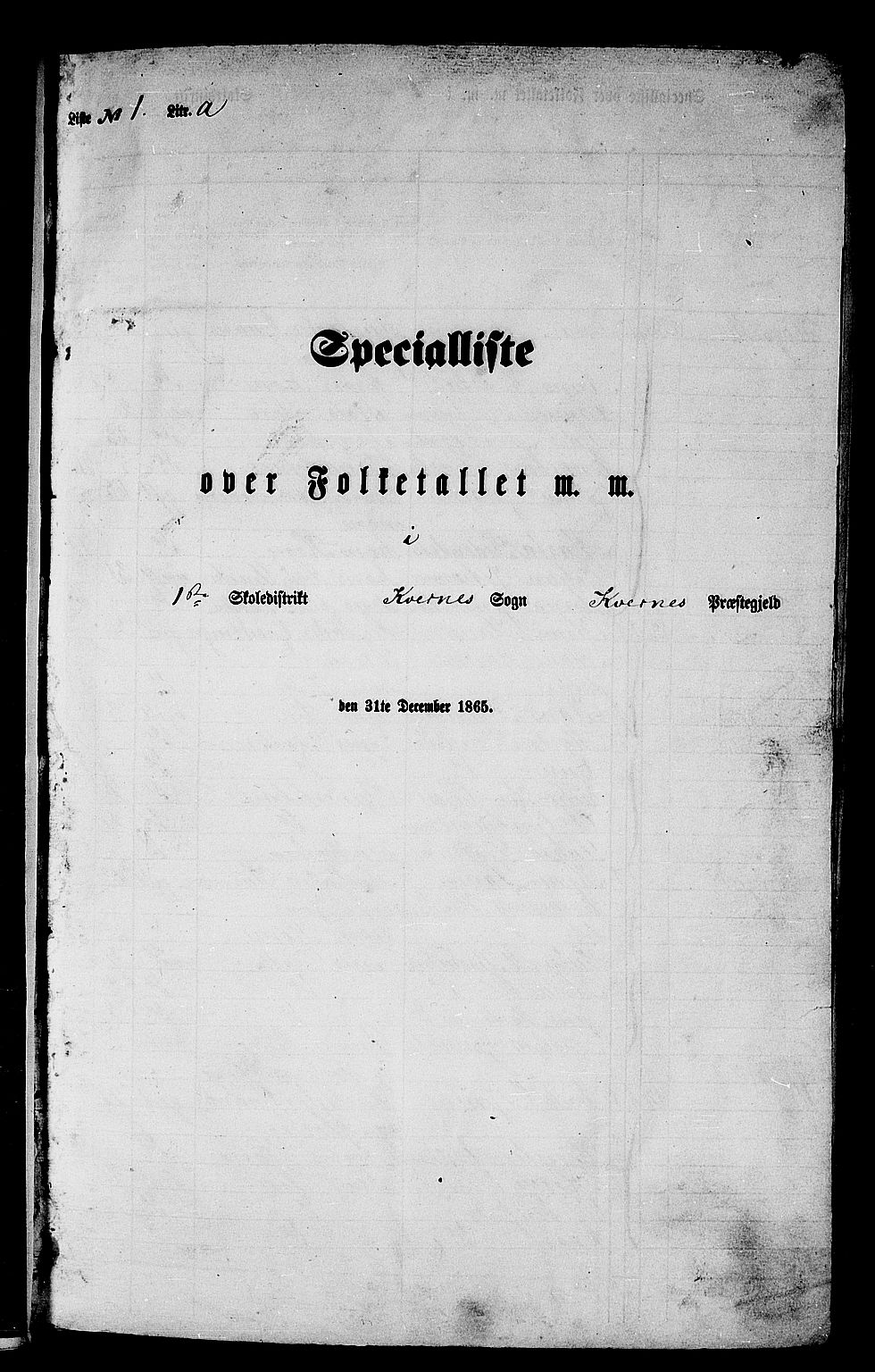 RA, 1865 census for Kvernes, 1865, p. 14