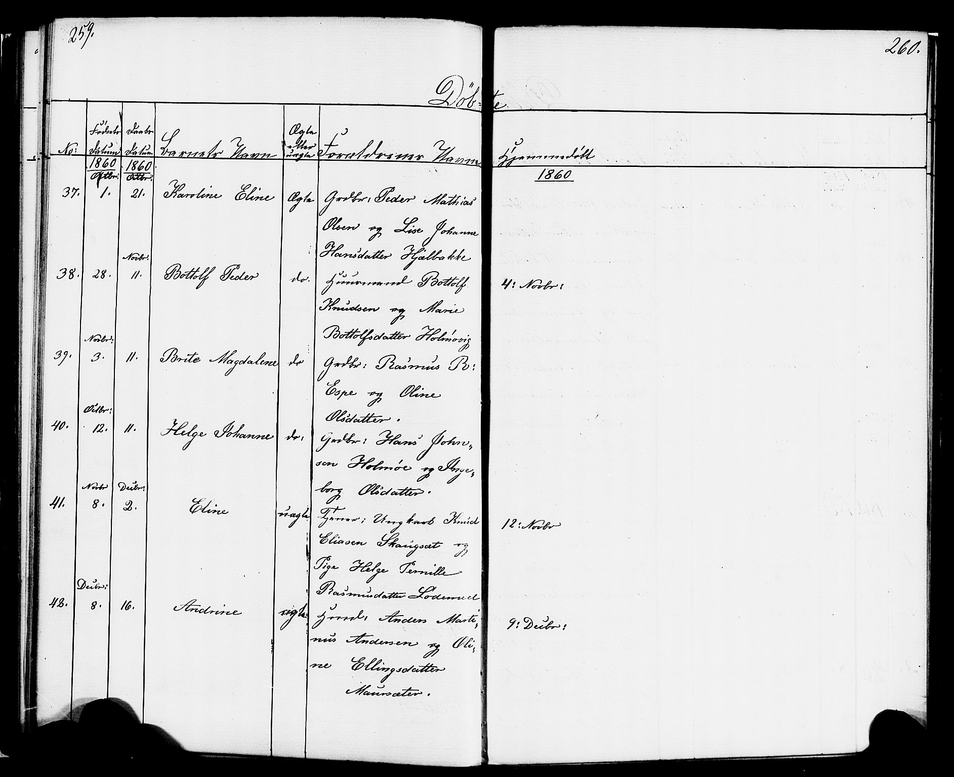 Hornindal sokneprestembete, AV/SAB-A-82401/H/Haa/Haaa/L0001: Parish register (official) no. A 1, 1837-1866, p. 260-261