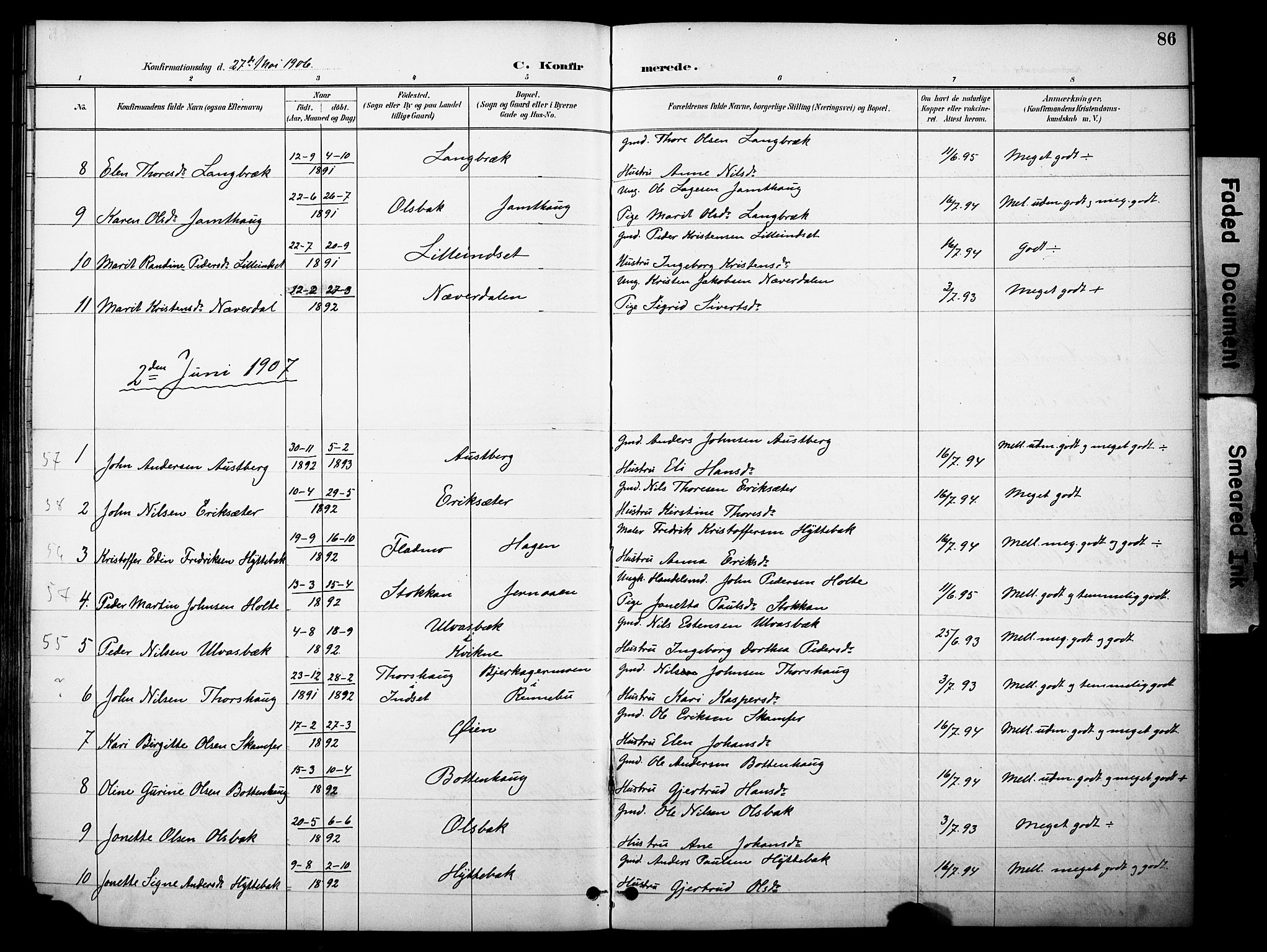 Kvikne prestekontor, AV/SAH-PREST-064/H/Ha/Haa/L0007: Parish register (official) no. 7, 1887-1911, p. 86