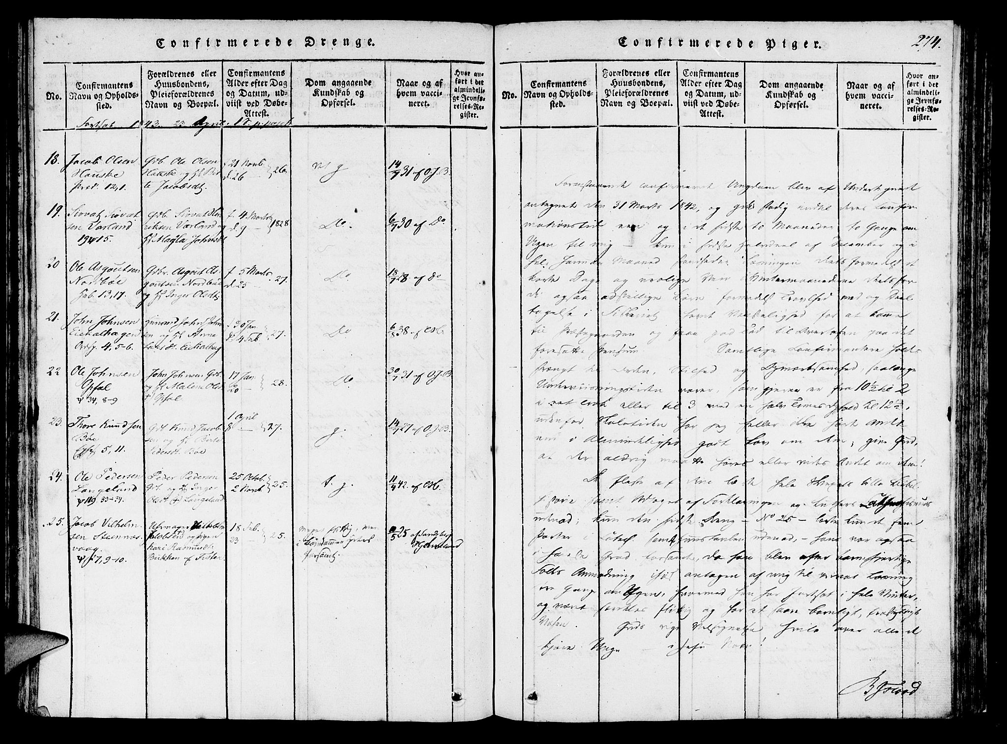 Finnøy sokneprestkontor, AV/SAST-A-101825/H/Ha/Haa/L0006: Parish register (official) no. A 6, 1816-1846, p. 274