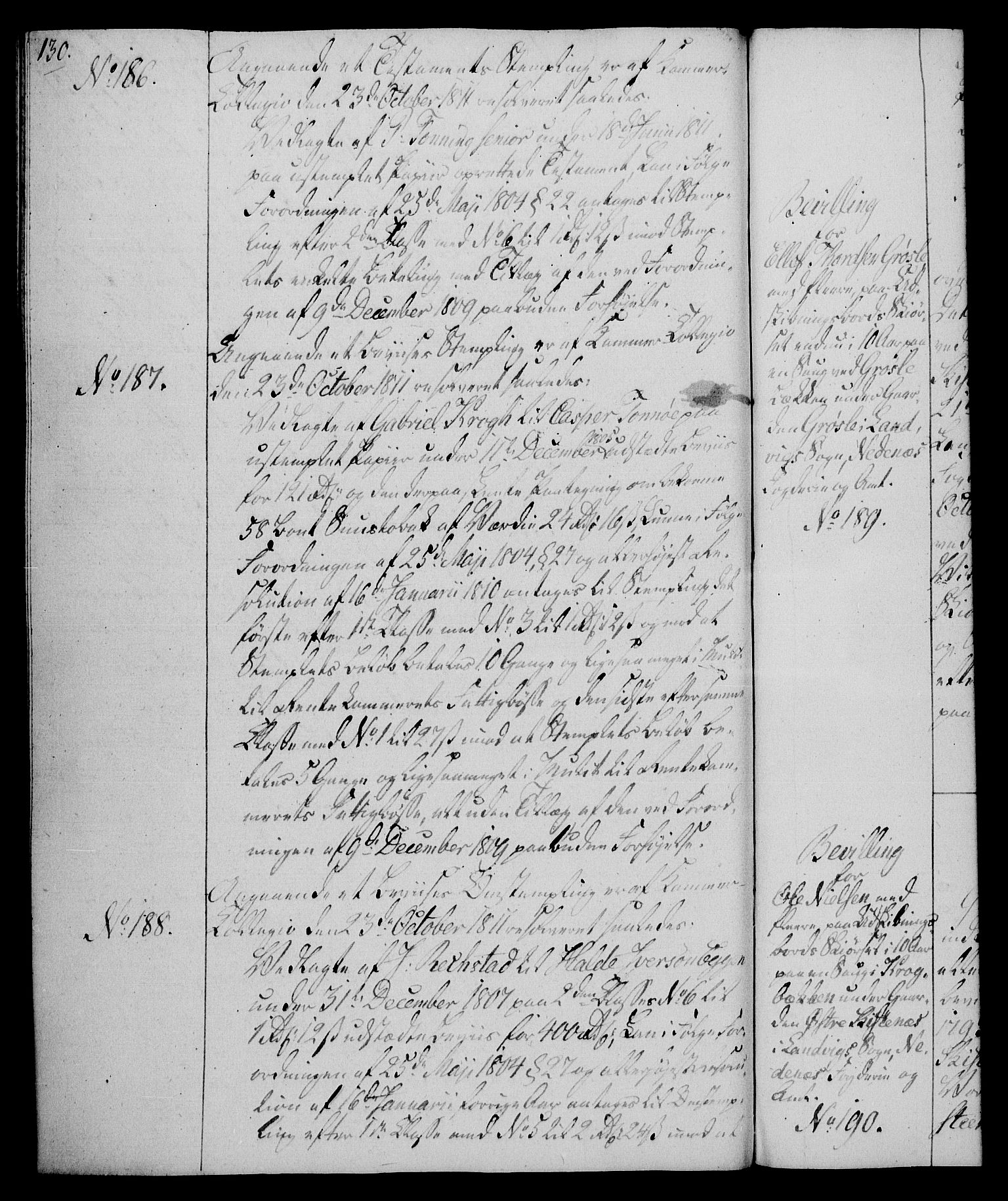 Rentekammeret, Kammerkanselliet, AV/RA-EA-3111/G/Gg/Gga/L0020: Norsk ekspedisjonsprotokoll med register (merket RK 53.20), 1811-1814, p. 130