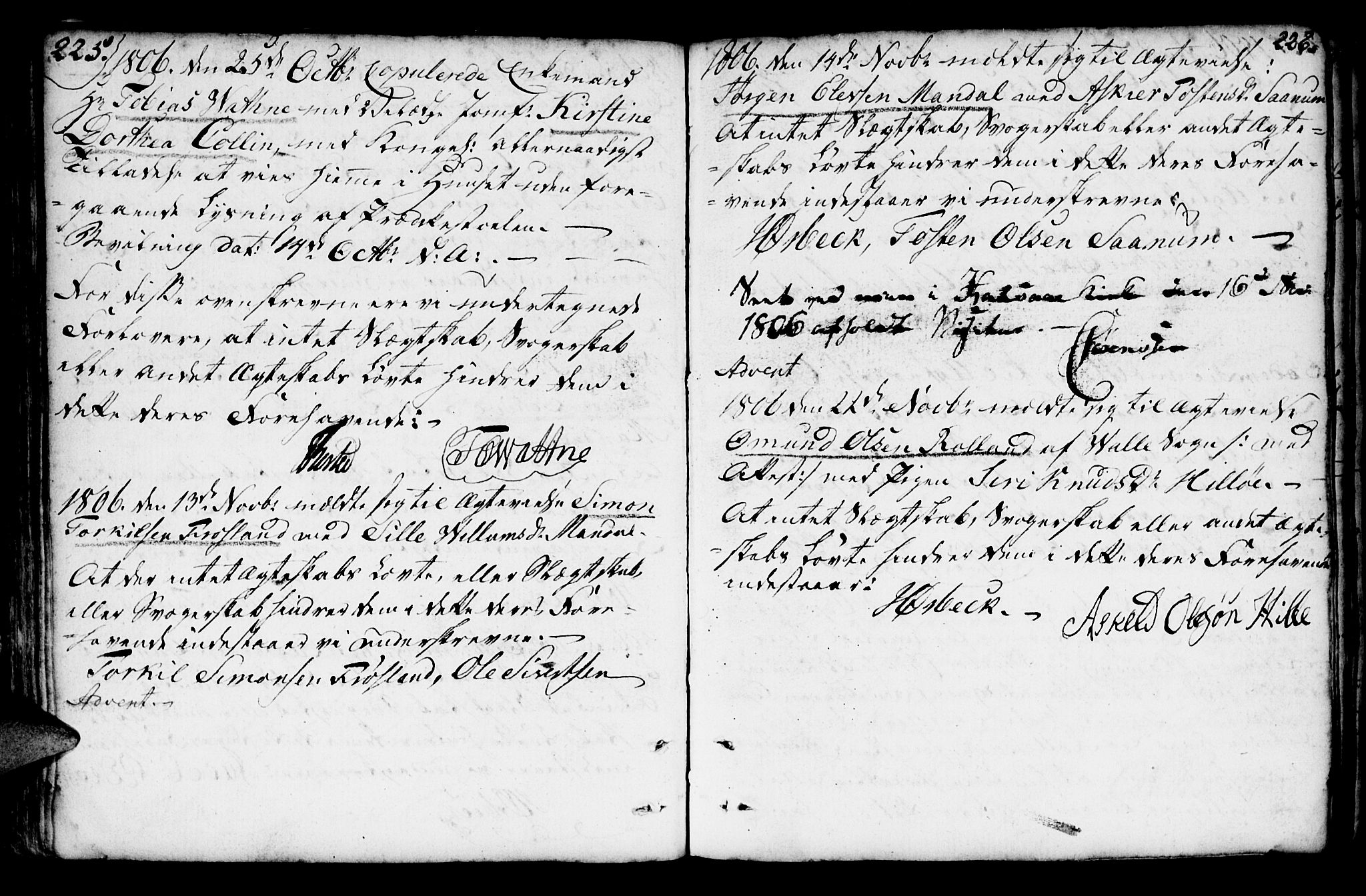 Mandal sokneprestkontor, AV/SAK-1111-0030/F/Fa/Faa/L0007: Parish register (official) no. A 7, 1783-1818, p. 225-226