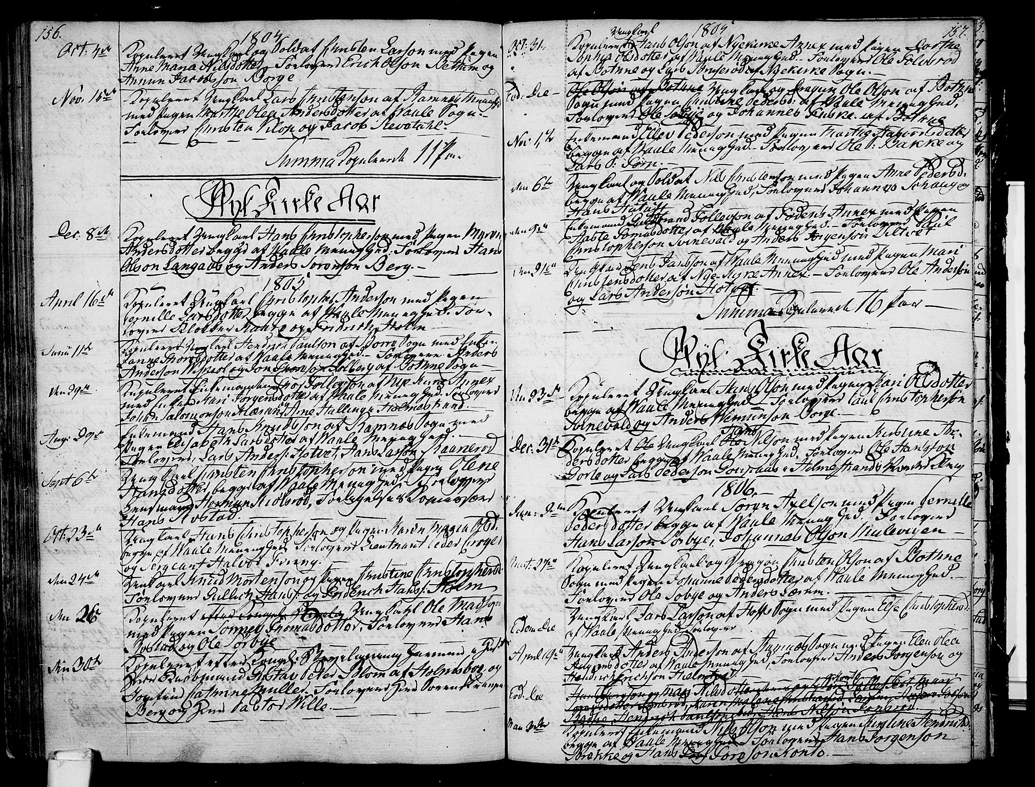Våle kirkebøker, AV/SAKO-A-334/F/Fa/L0005: Parish register (official) no. I 5, 1773-1808, p. 156-157