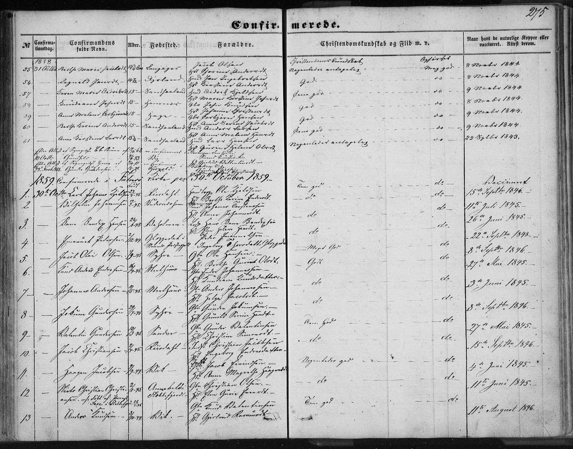 Skudenes sokneprestkontor, SAST/A -101849/H/Ha/Haa/L0004: Parish register (official) no. A 3.1, 1847-1863, p. 275
