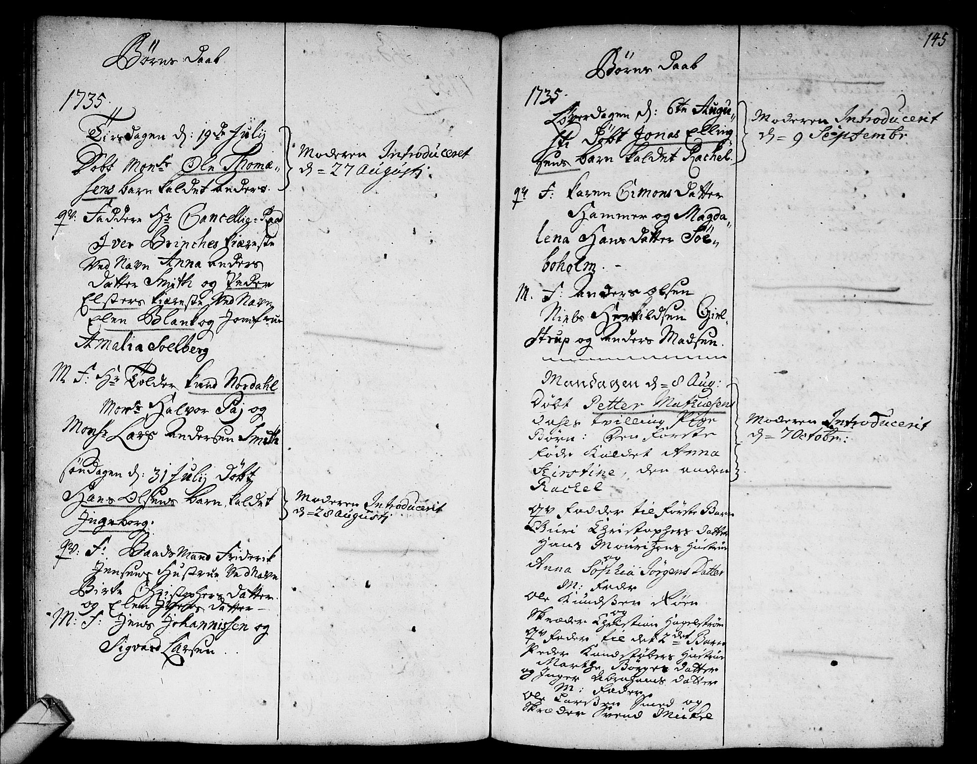 Strømsø kirkebøker, AV/SAKO-A-246/F/Fa/L0005: Parish register (official) no. I 5, 1734-1739, p. 145