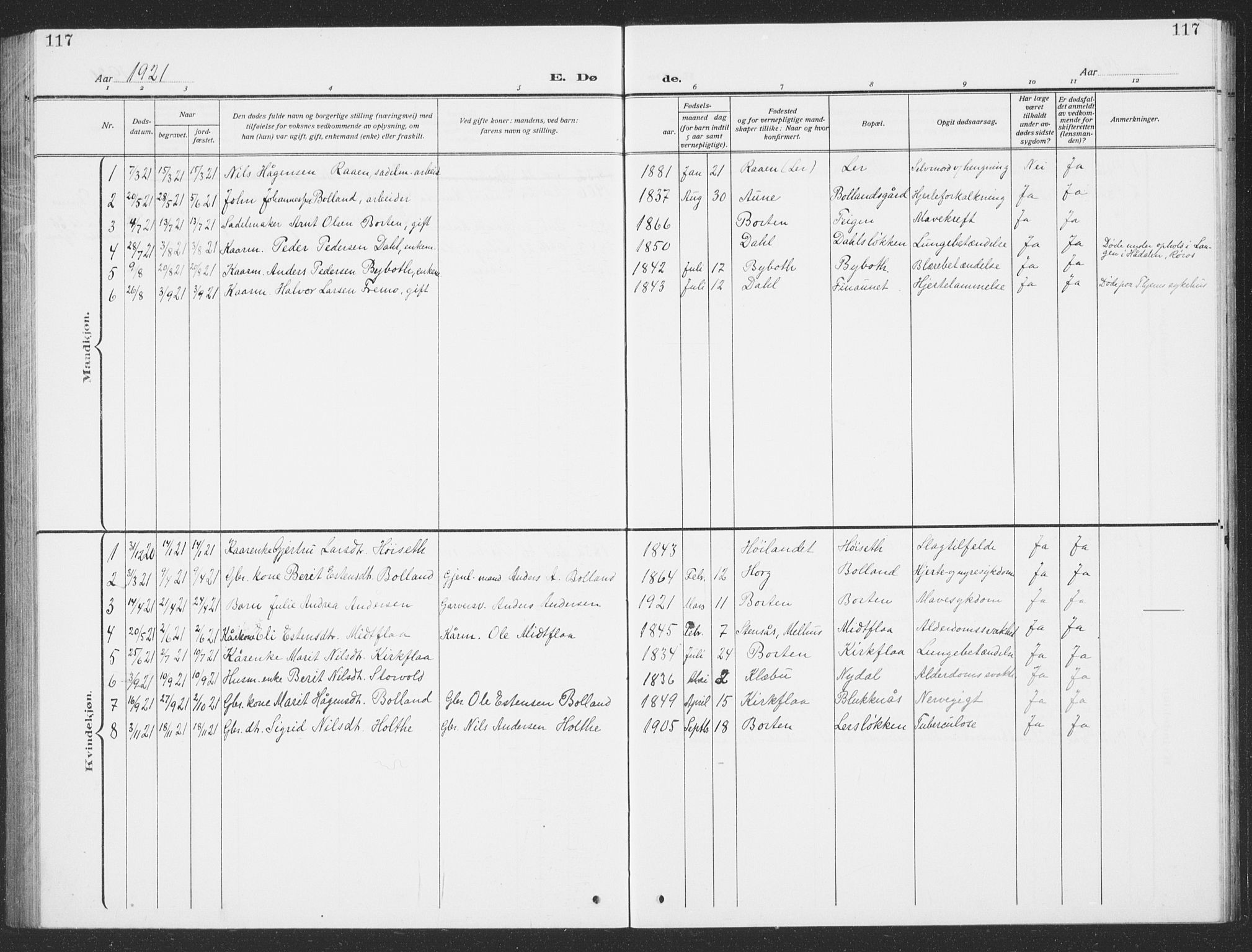 Ministerialprotokoller, klokkerbøker og fødselsregistre - Sør-Trøndelag, SAT/A-1456/693/L1124: Parish register (copy) no. 693C05, 1911-1941, p. 117