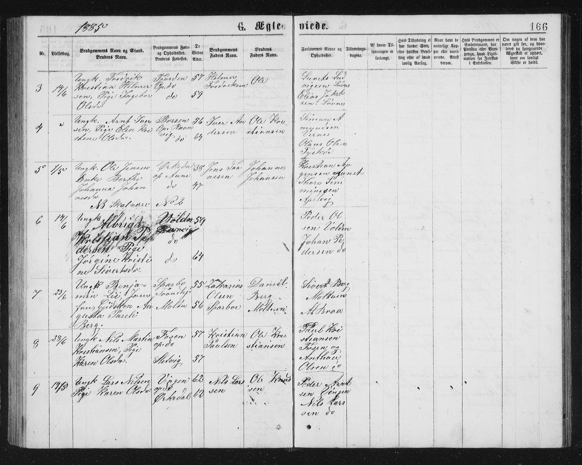 Ministerialprotokoller, klokkerbøker og fødselsregistre - Sør-Trøndelag, SAT/A-1456/662/L0756: Parish register (copy) no. 662C01, 1869-1891, p. 166