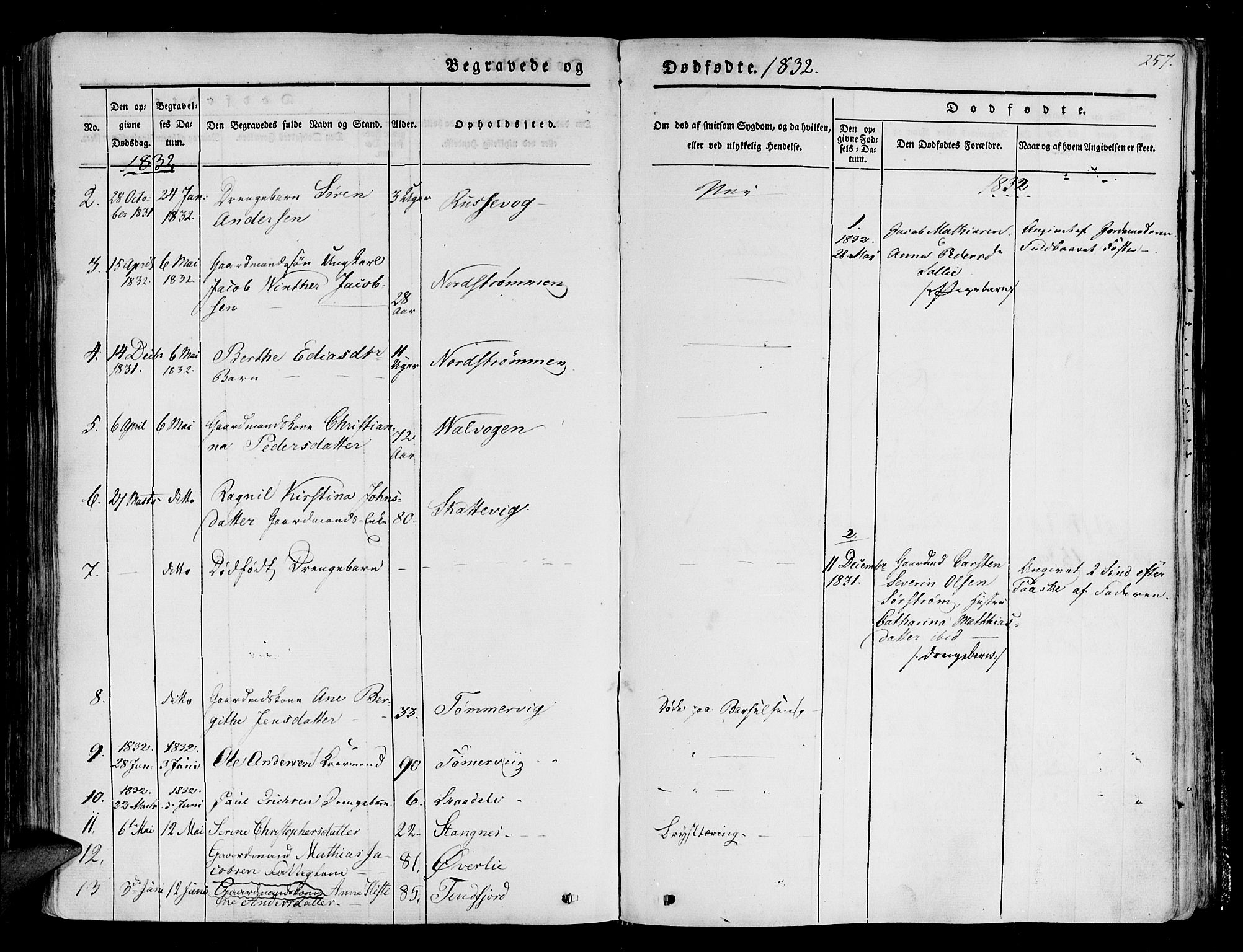 Tranøy sokneprestkontor, AV/SATØ-S-1313/I/Ia/Iaa/L0005kirke: Parish register (official) no. 5, 1829-1844, p. 257