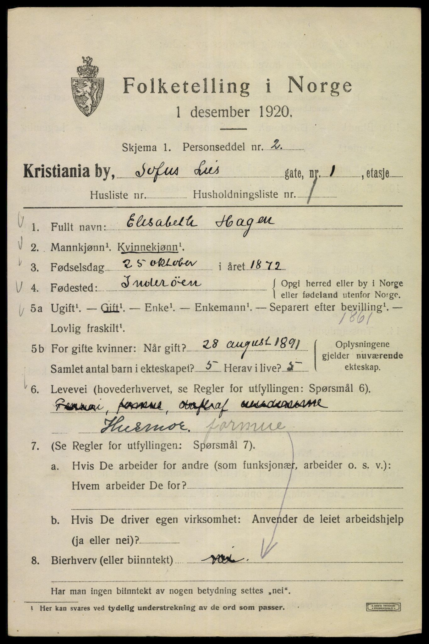 SAO, 1920 census for Kristiania, 1920, p. 528205