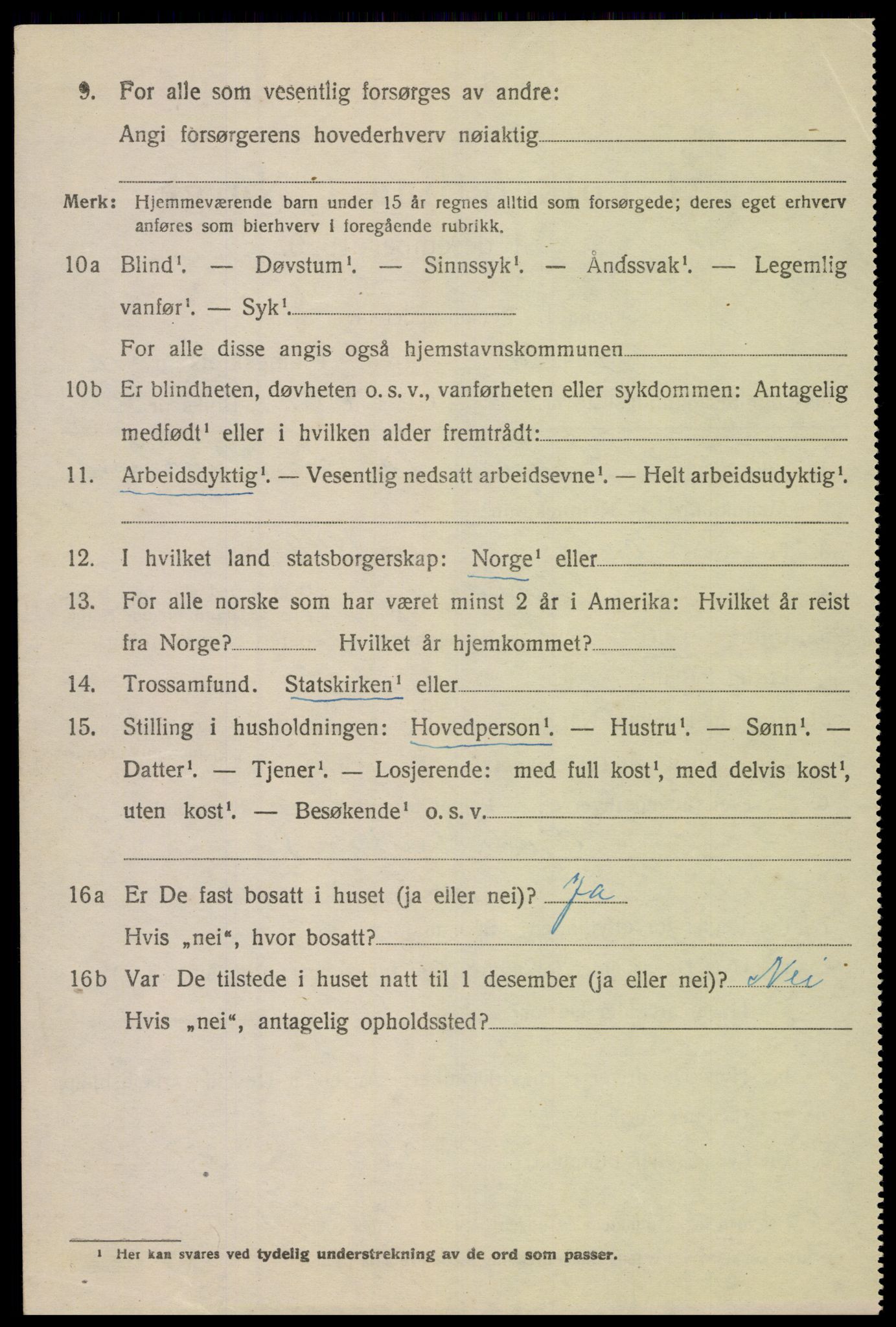 SAK, 1920 census for Gyland, 1920, p. 2291