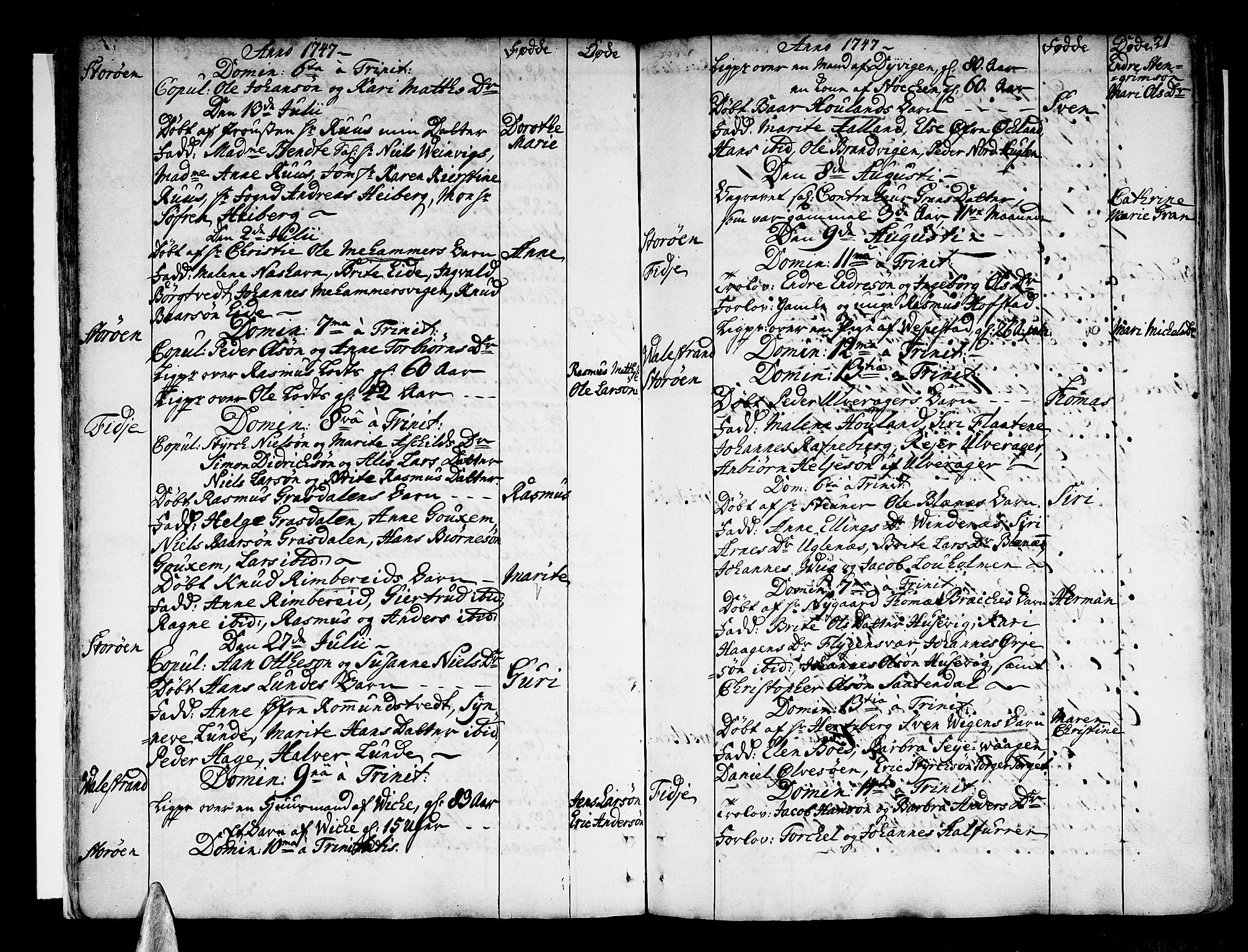 Stord sokneprestembete, AV/SAB-A-78201/H/Haa: Parish register (official) no. A 2, 1744-1777, p. 21