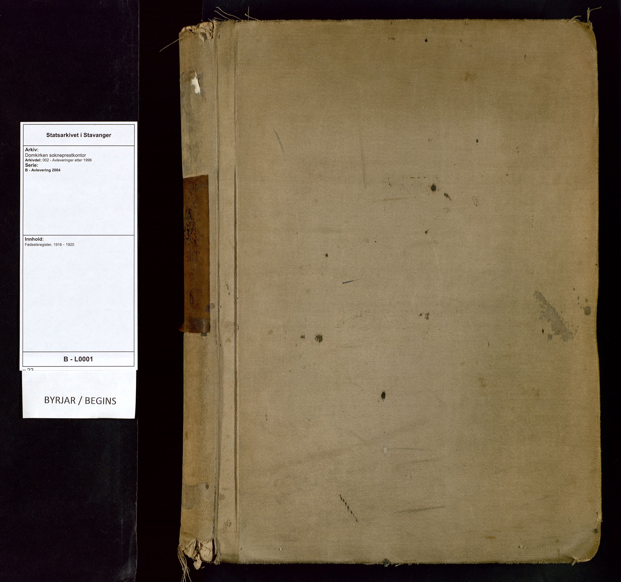Domkirken sokneprestkontor, SAST/A-101812/002/B/L0001: Birth register no. 1, 1916-1920
