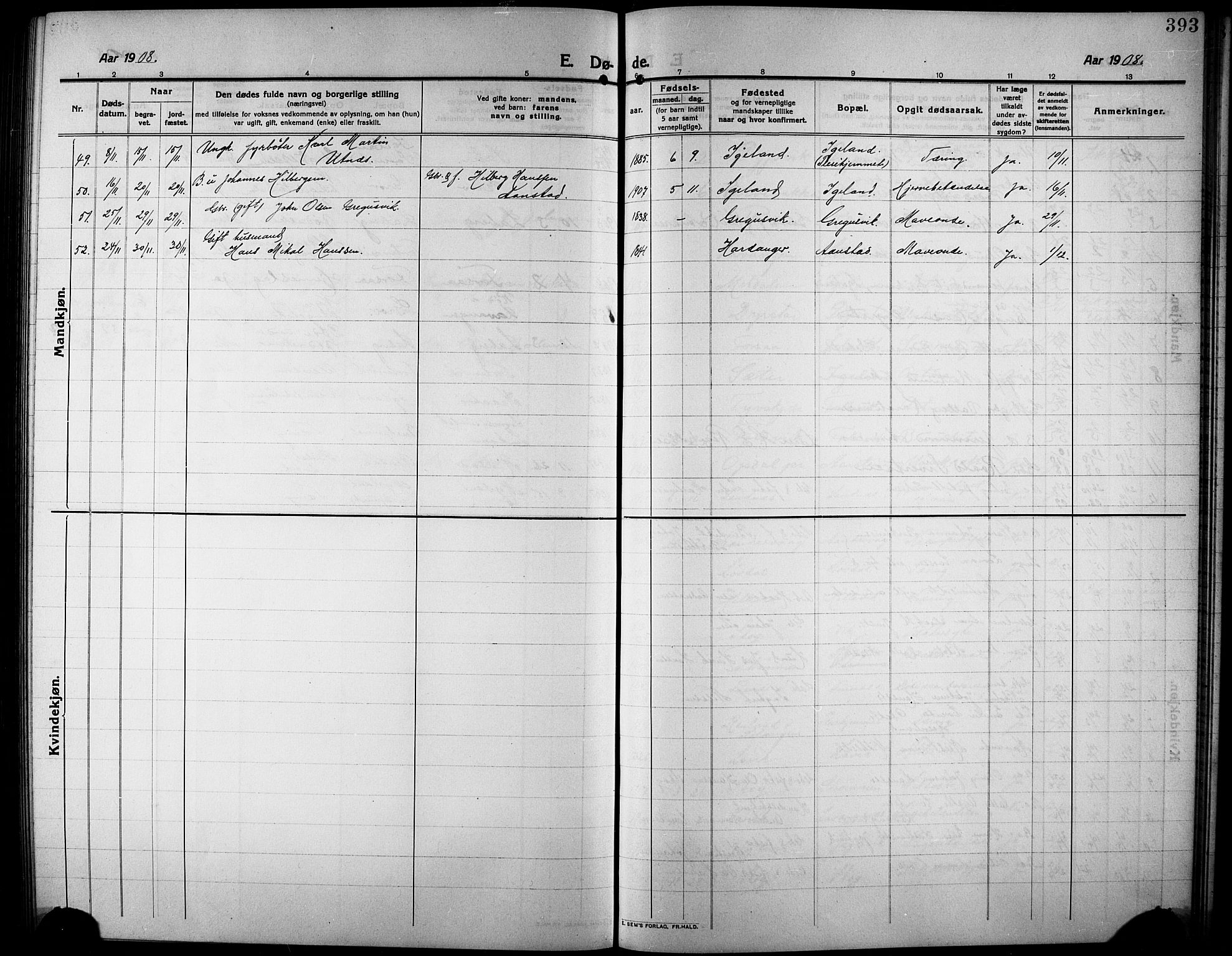Ibestad sokneprestembete, SATØ/S-0077/H/Ha/Hab/L0009klokker: Parish register (copy) no. 9, 1902-1914, p. 393