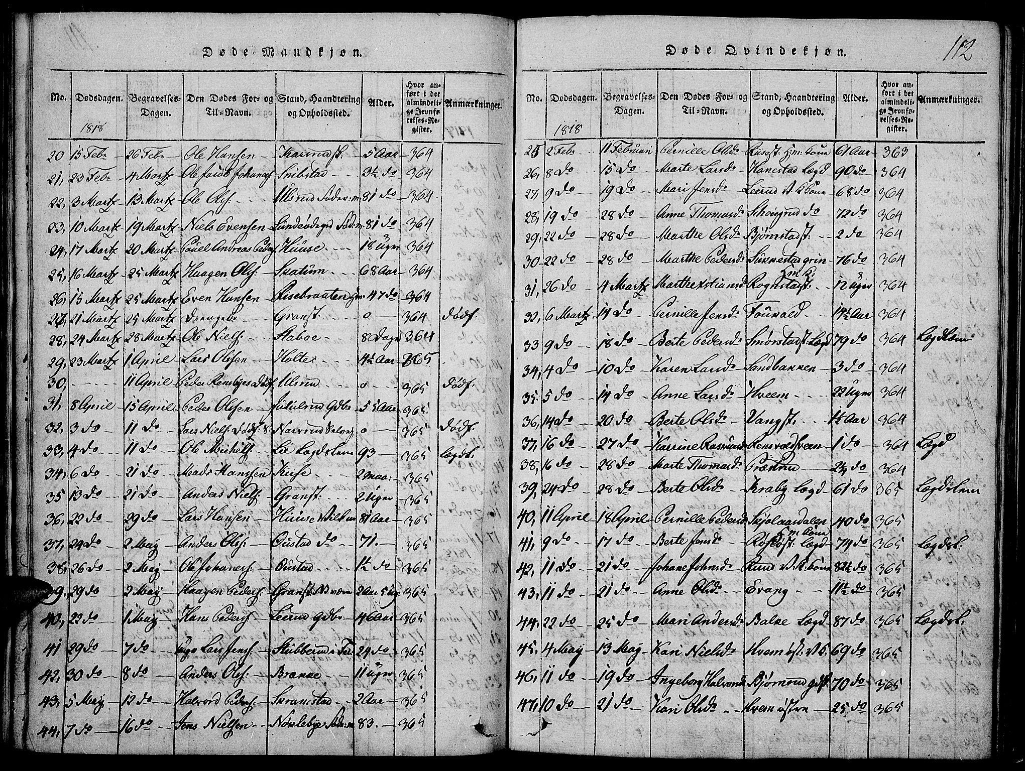 Toten prestekontor, AV/SAH-PREST-102/H/Ha/Haa/L0009: Parish register (official) no. 9, 1814-1820, p. 112