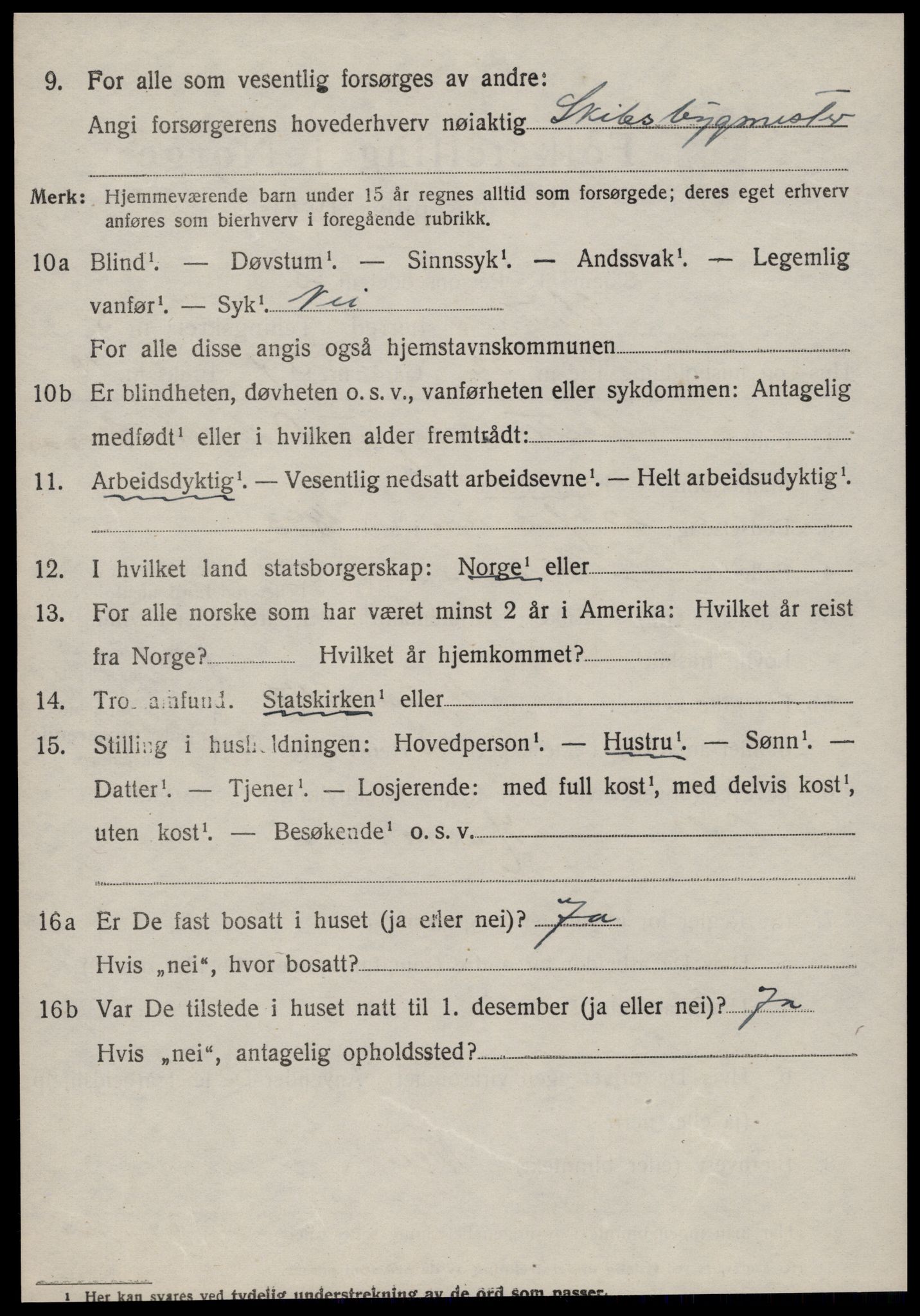 SAT, 1920 census for Vestnes, 1920, p. 4304