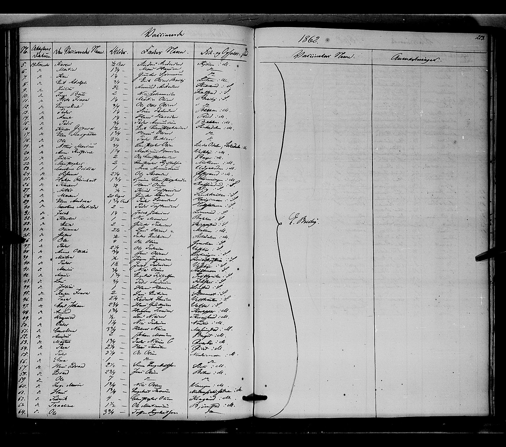 Nord-Odal prestekontor, SAH/PREST-032/H/Ha/Haa/L0003: Parish register (official) no. 3, 1851-1865, p. 223