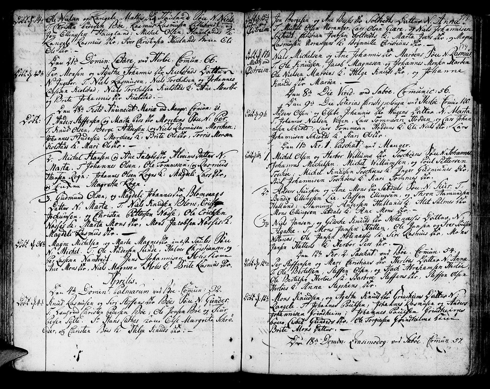 Manger sokneprestembete, SAB/A-76801/H/Haa: Parish register (official) no. A 1, 1759-1791, p. 174