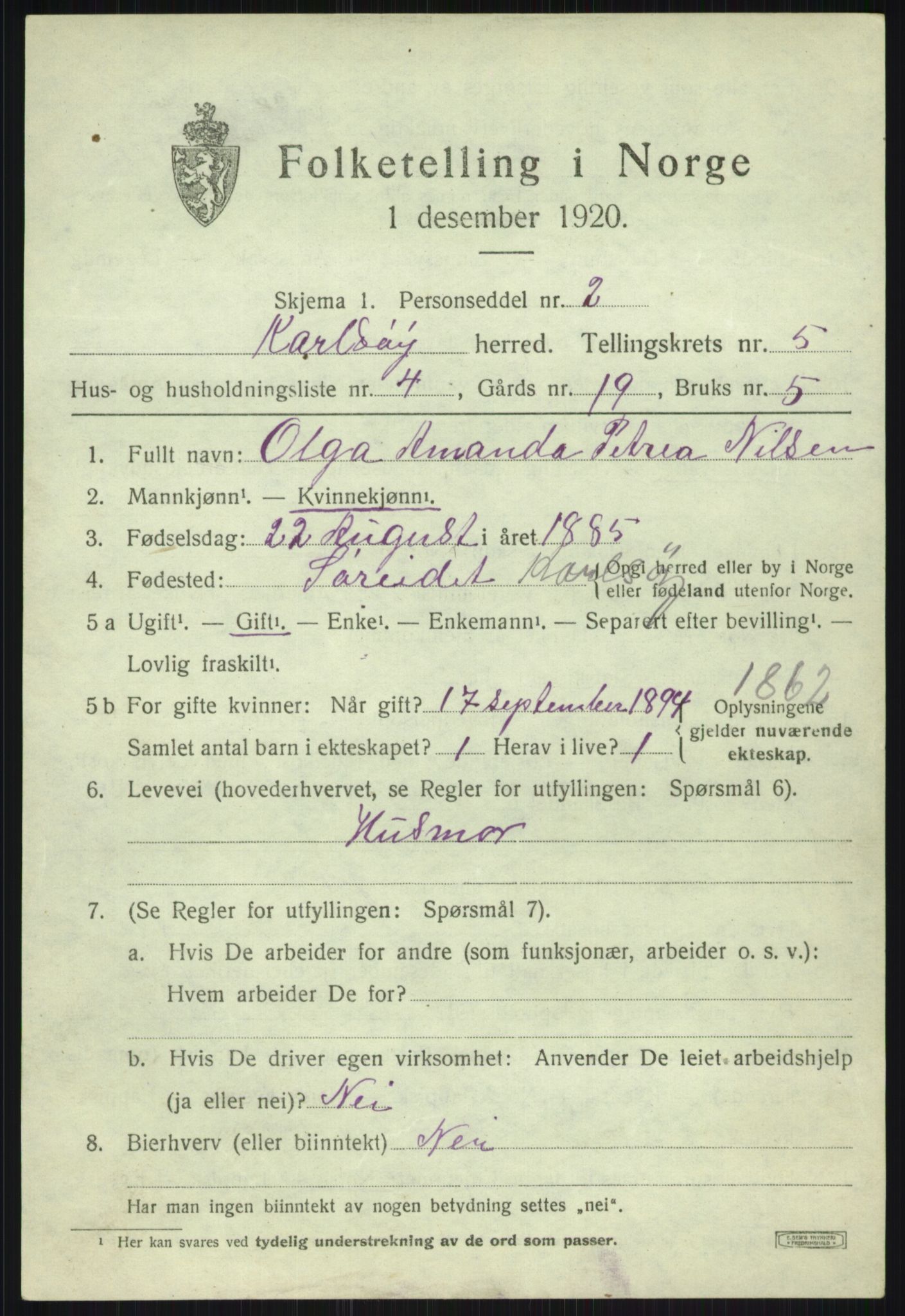 SATØ, 1920 census for Karlsøy, 1920, p. 2194