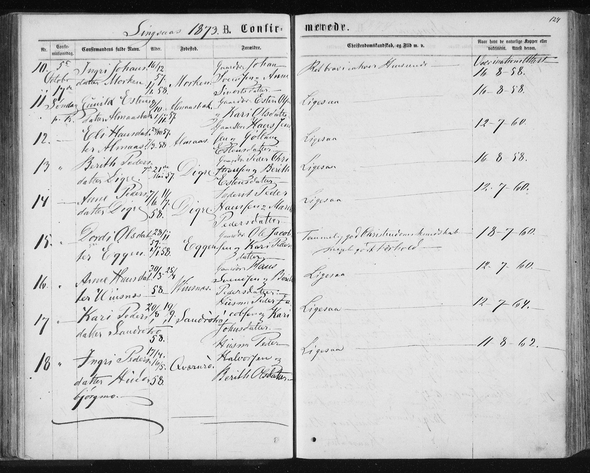 Ministerialprotokoller, klokkerbøker og fødselsregistre - Sør-Trøndelag, SAT/A-1456/685/L0970: Parish register (official) no. 685A08 /2, 1870-1878, p. 124