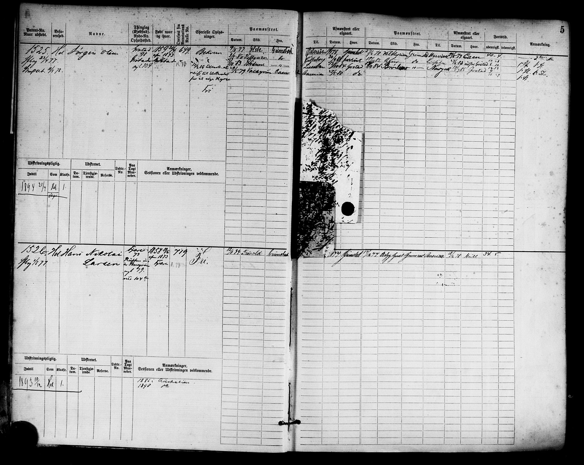 Grimstad mønstringskrets, AV/SAK-2031-0013/F/Fb/L0003: Hovedrulle nr 1517-2276, F-6, 1877-1888, p. 6