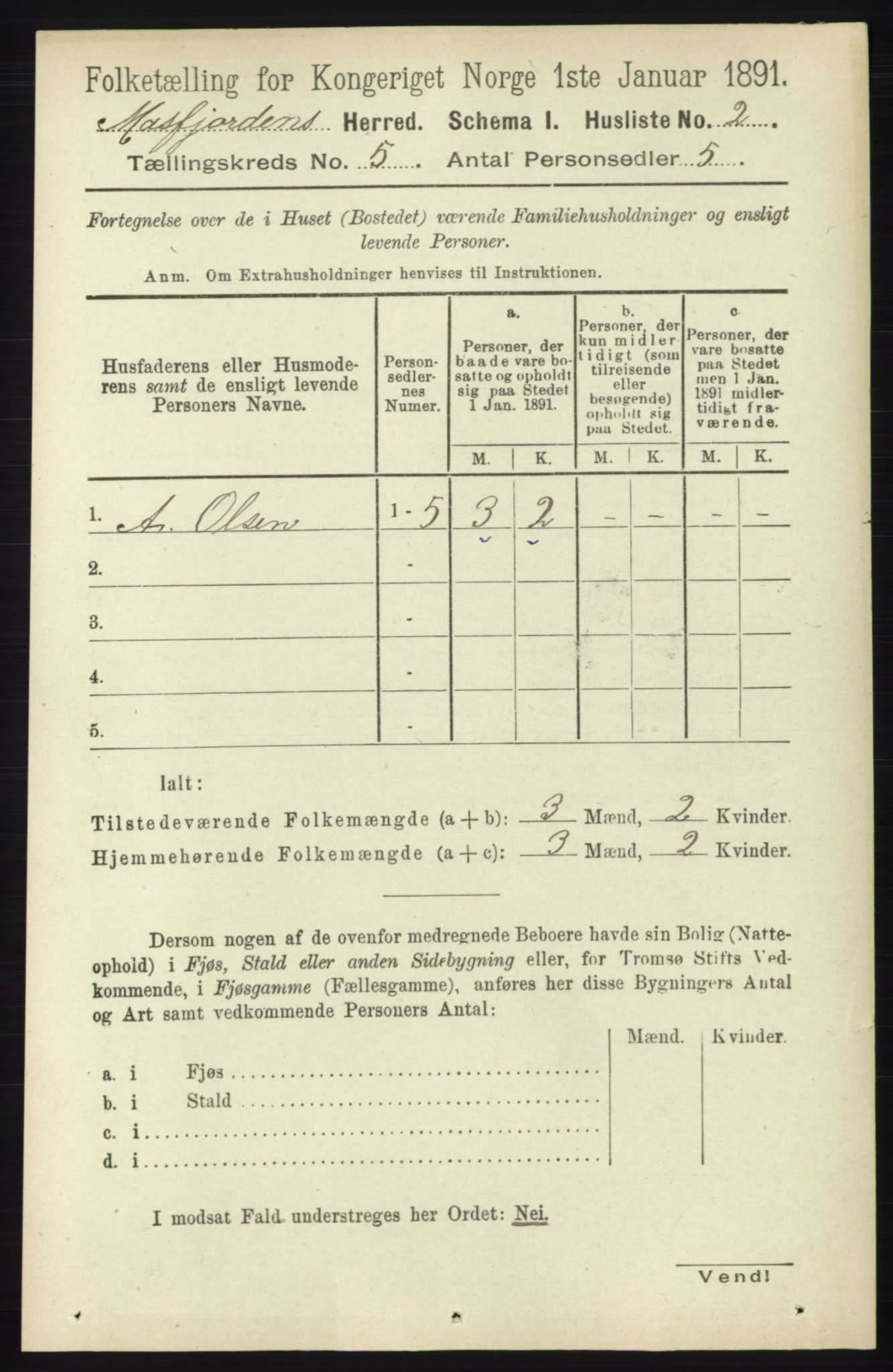 RA, 1891 census for 1266 Masfjorden, 1891, p. 844