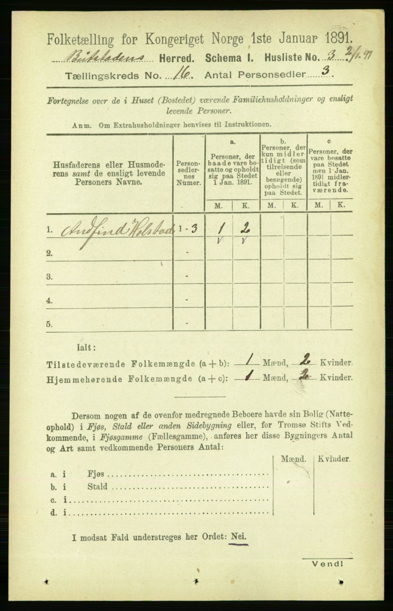 RA, 1891 census for 1727 Beitstad, 1891, p. 4145