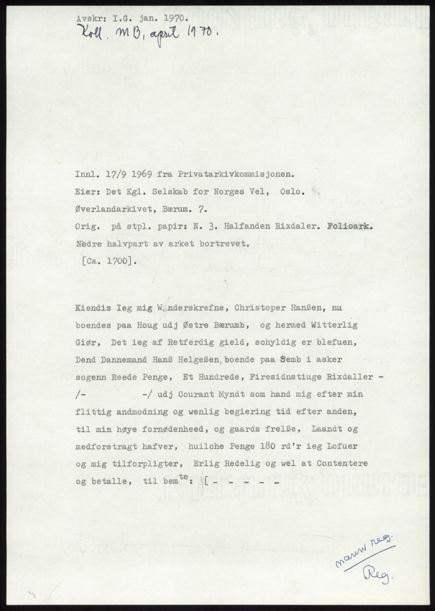 Samlinger til kildeutgivelse, Diplomavskriftsamlingen, AV/RA-EA-4053/H/Ha, p. 1252