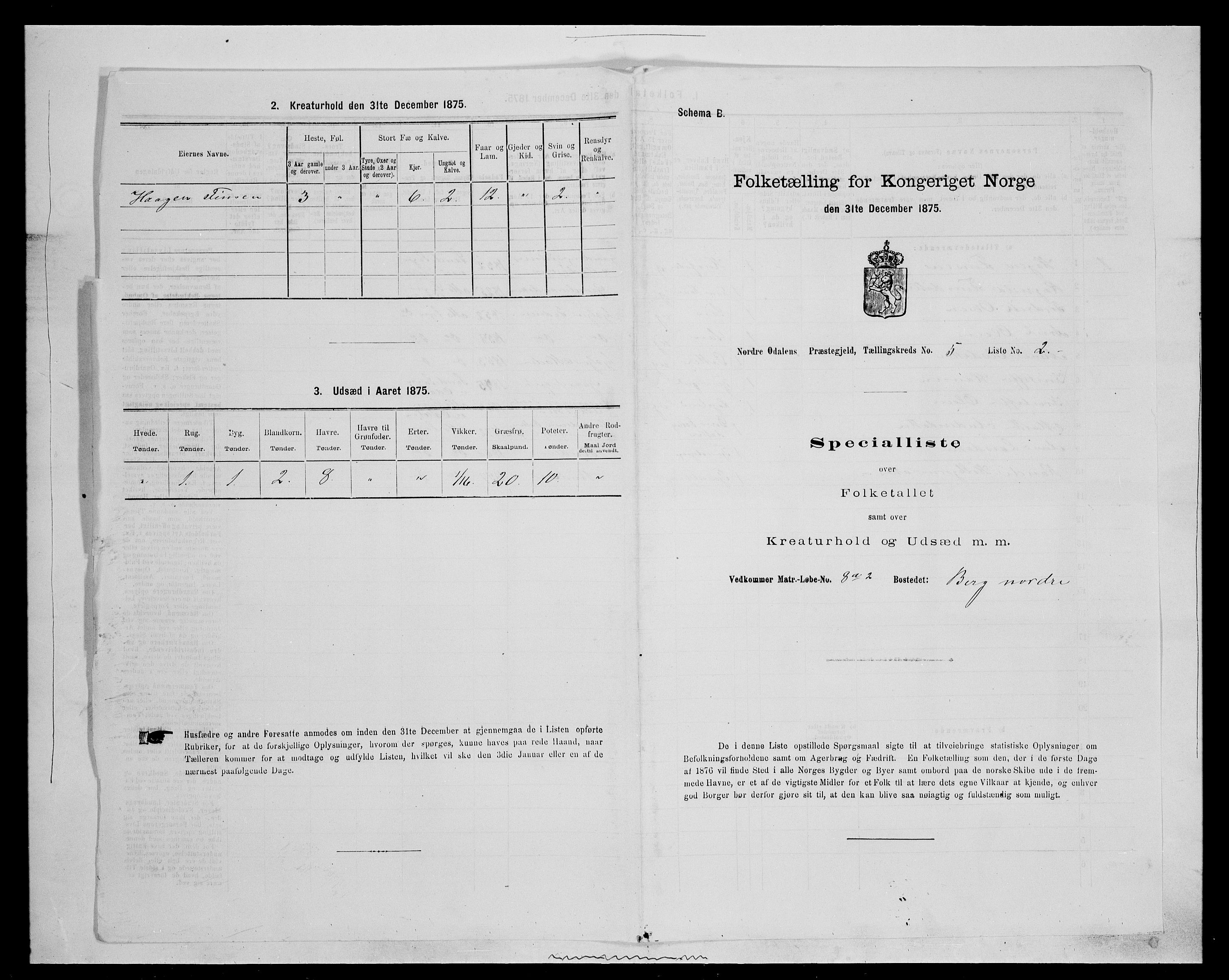 SAH, 1875 census for 0418P Nord-Odal, 1875, p. 752