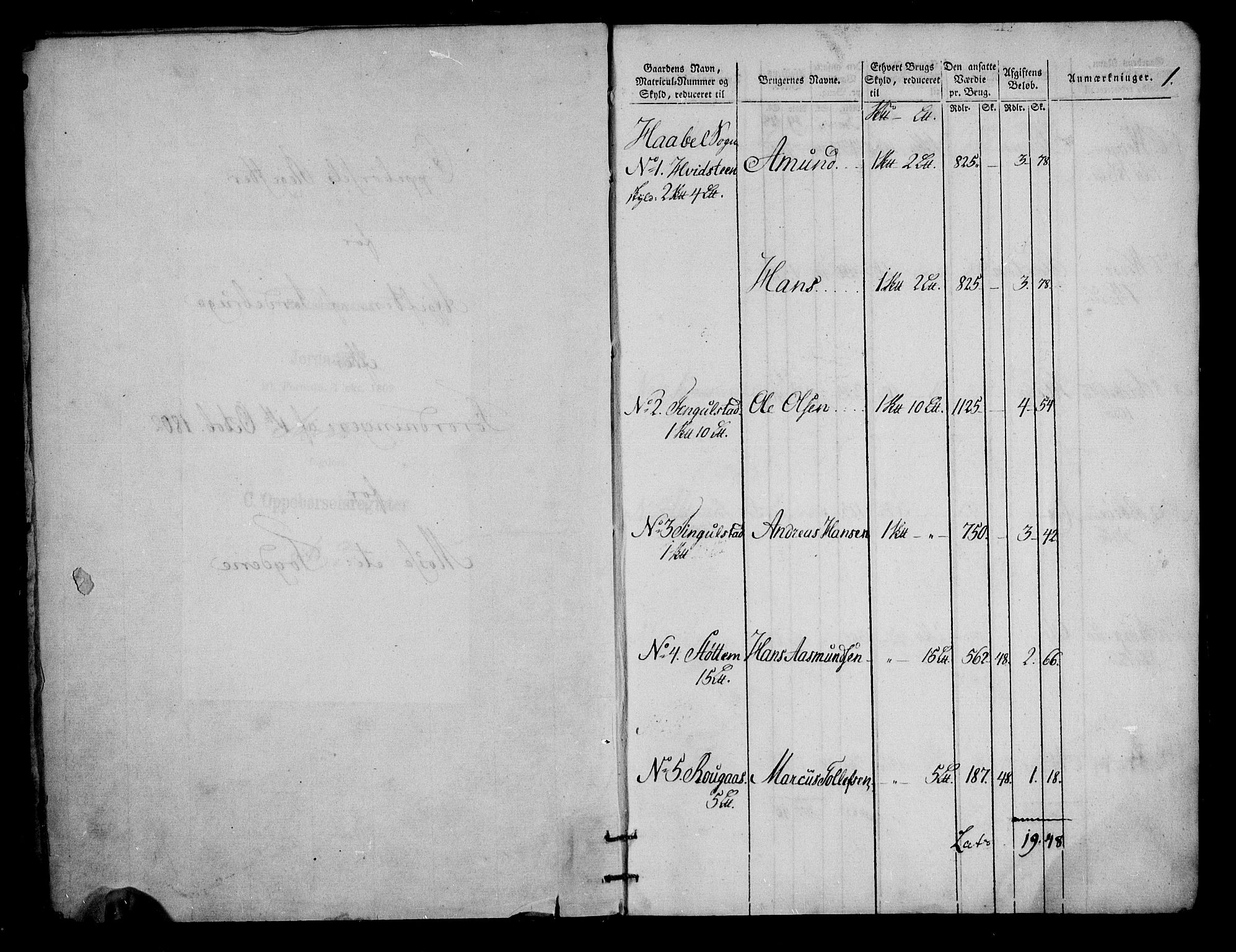 Rentekammeret inntil 1814, Realistisk ordnet avdeling, RA/EA-4070/N/Ne/Nea/L0009: Moss, Tune og Veme fogderi. Oppebørselsregister, 1803-1804, p. 2