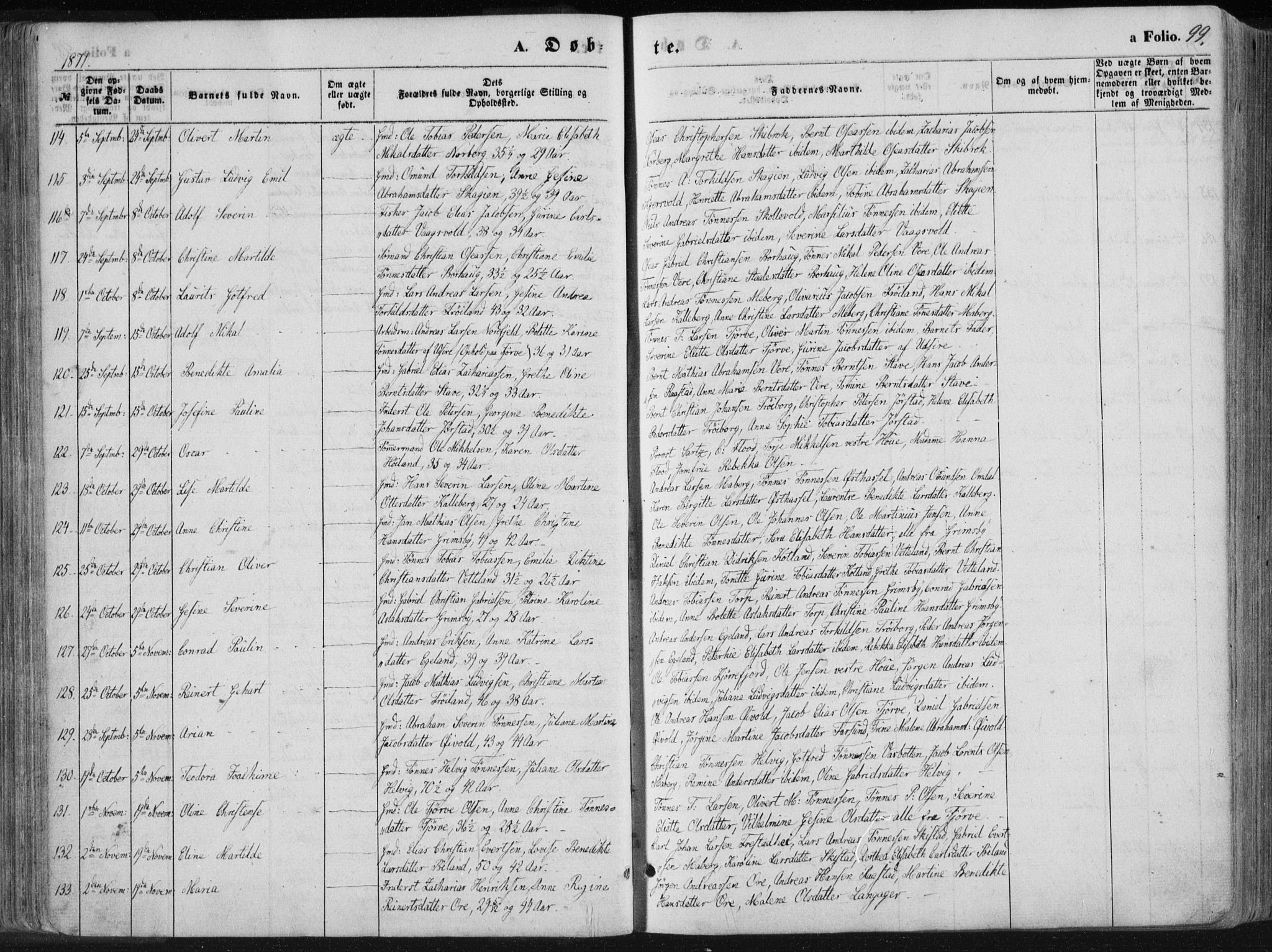 Lista sokneprestkontor, AV/SAK-1111-0027/F/Fa/L0011: Parish register (official) no. A 11, 1861-1878, p. 99