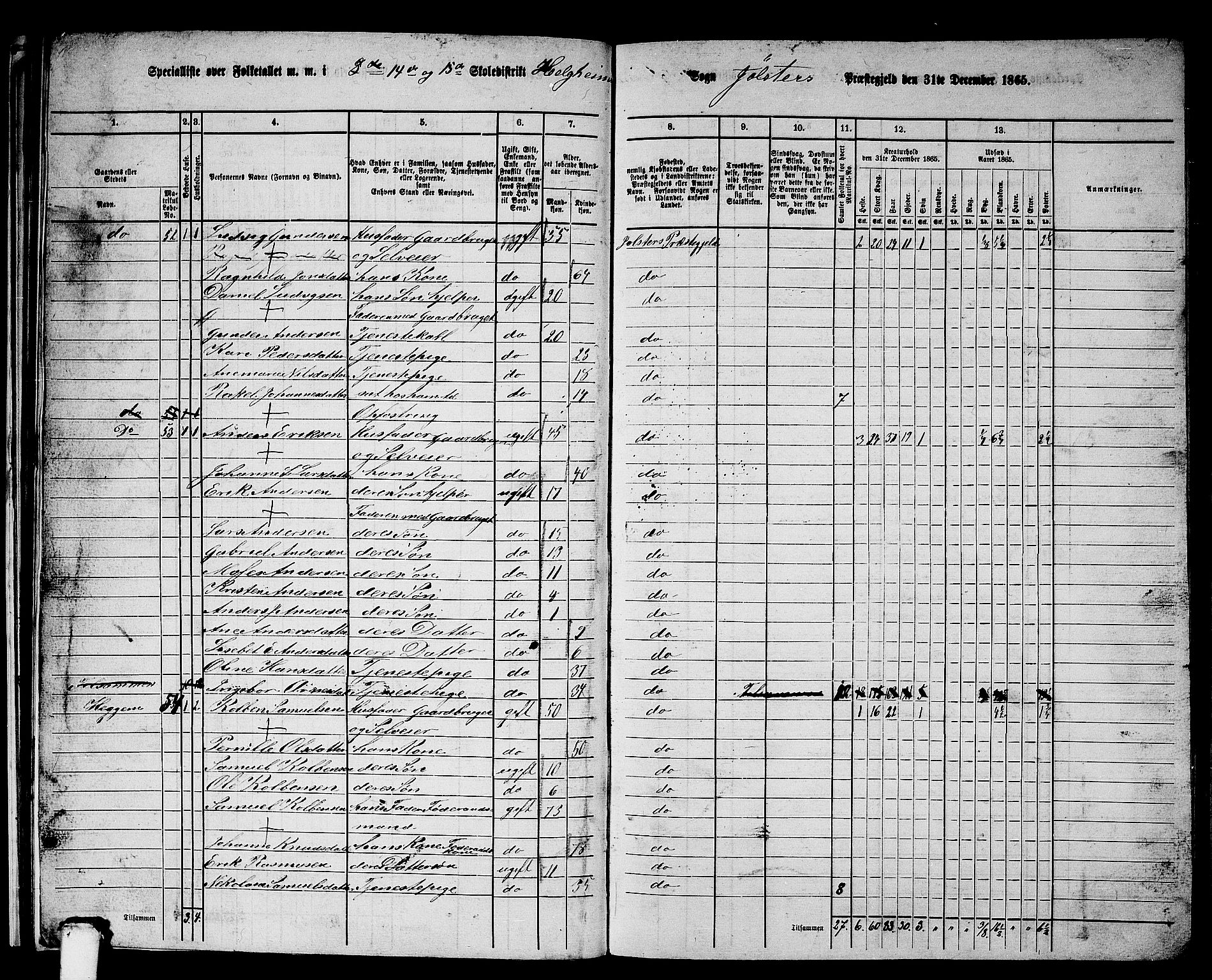 RA, 1865 census for Jølster, 1865, p. 38