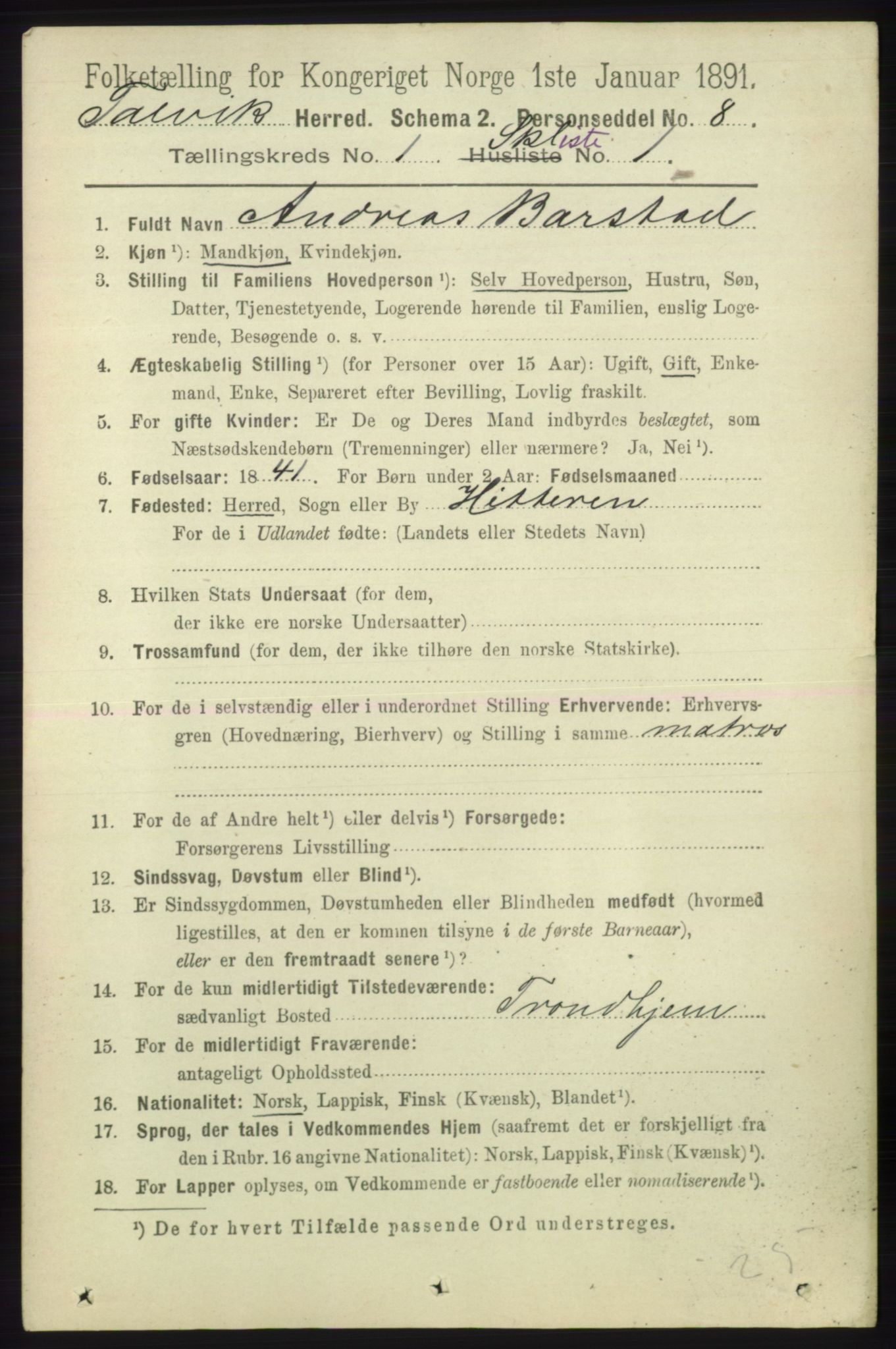 RA, 1891 census for 2013 Talvik, 1891, p. 498