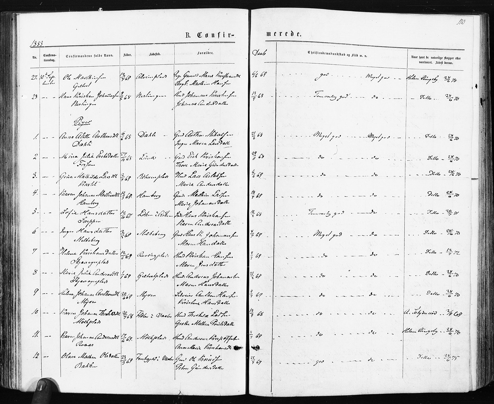 Spydeberg prestekontor Kirkebøker, SAO/A-10924/F/Fa/L0007: Parish register (official) no. I 7, 1875-1885, p. 110