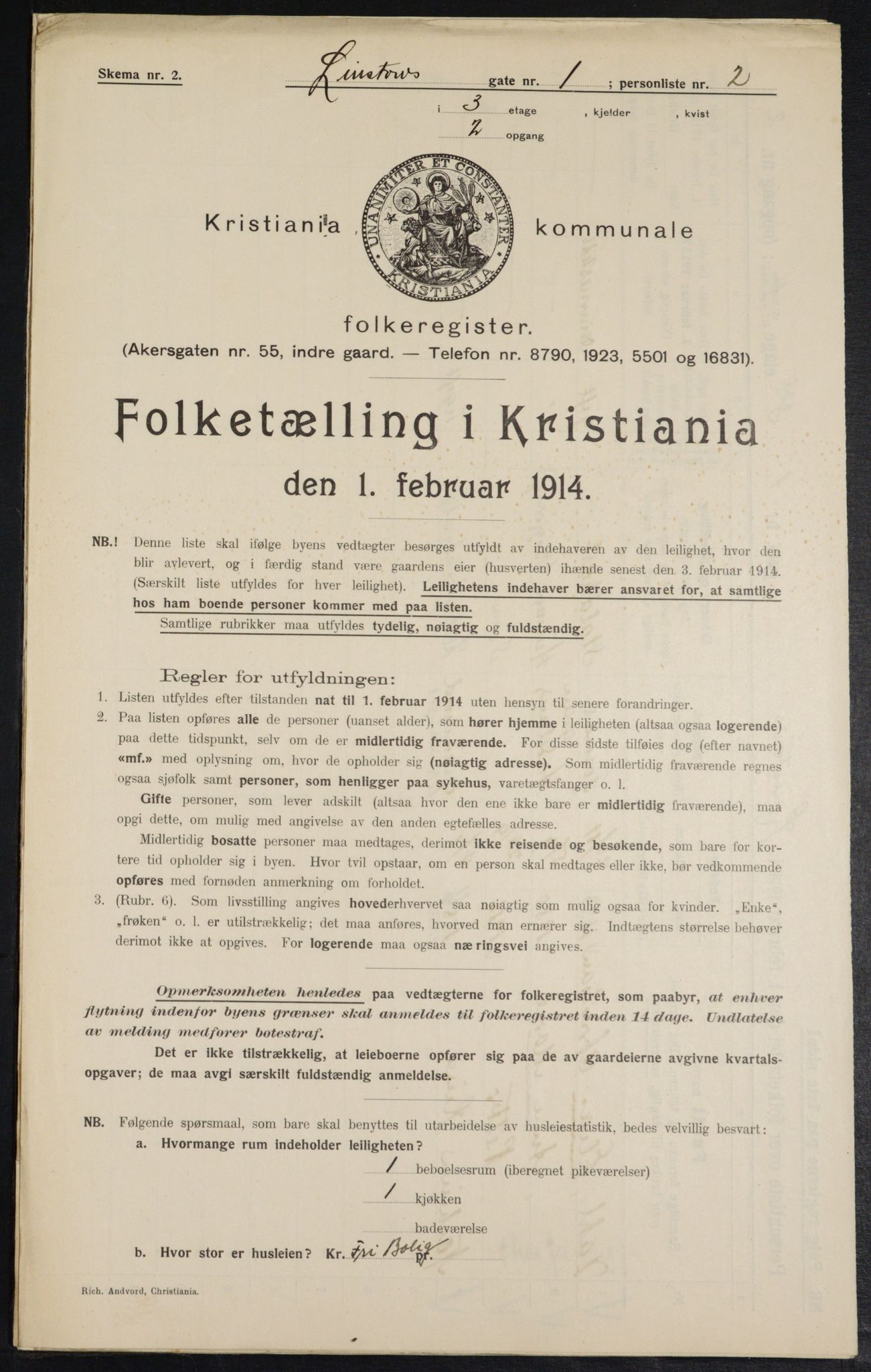 OBA, Municipal Census 1914 for Kristiania, 1914, p. 57623