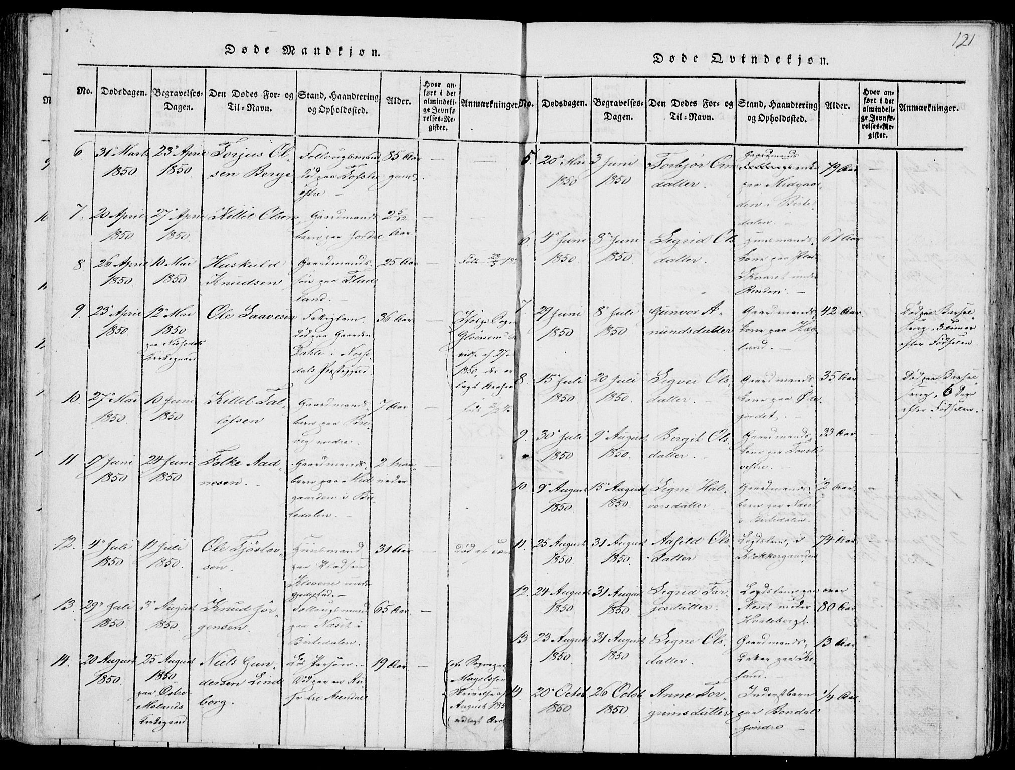 Fyresdal kirkebøker, SAKO/A-263/F/Fa/L0004: Parish register (official) no. I 4, 1815-1854, p. 121