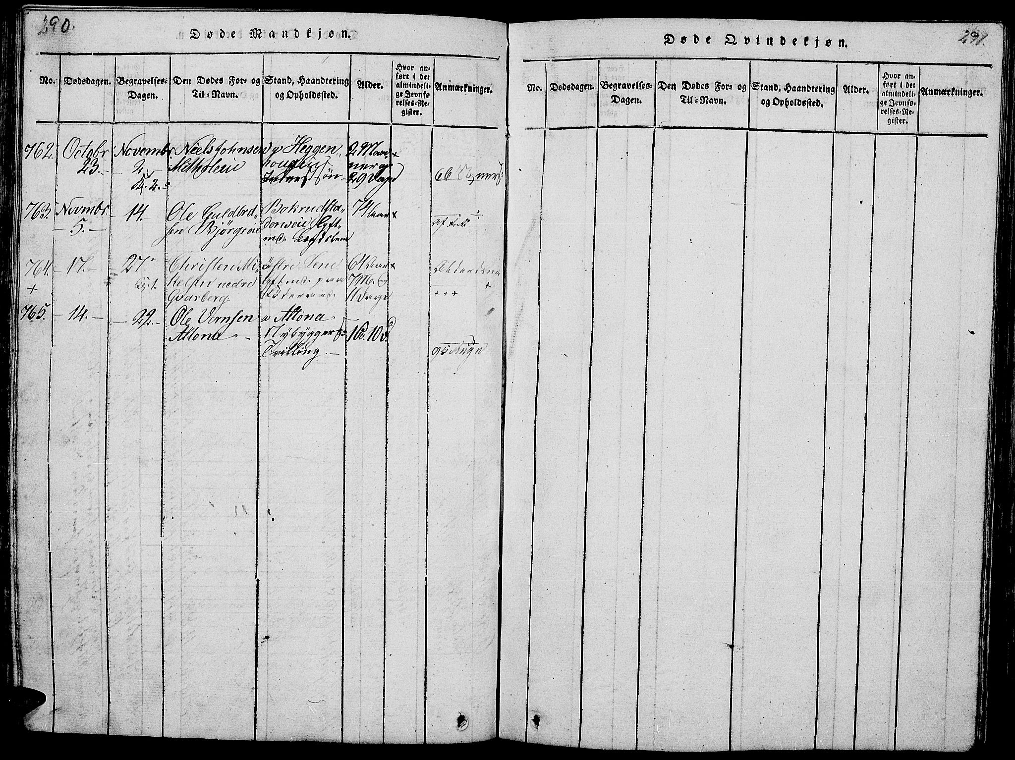 Ringsaker prestekontor, SAH/PREST-014/L/La/L0001: Parish register (copy) no. 1, 1814-1826, p. 290-291