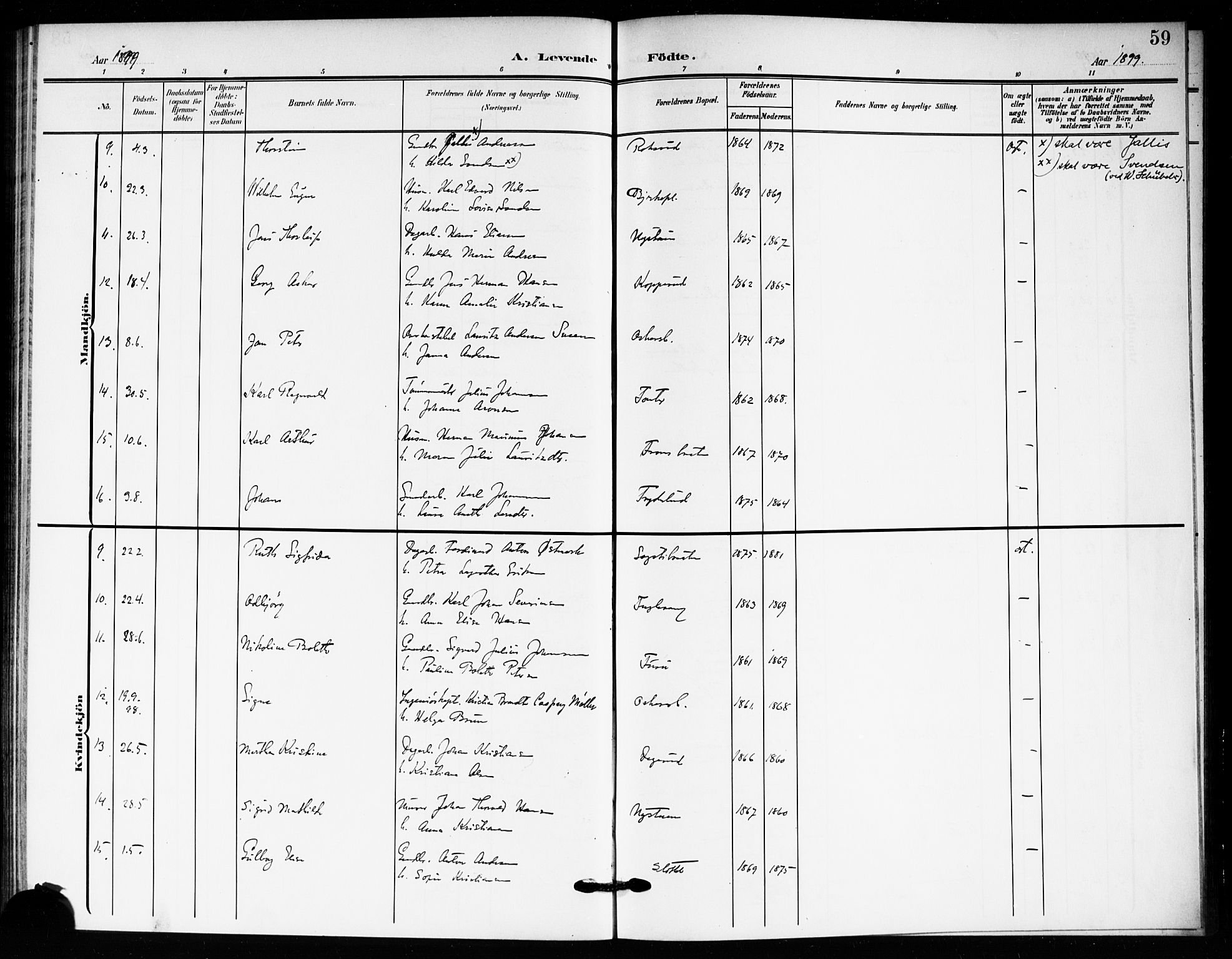 Drøbak prestekontor Kirkebøker, AV/SAO-A-10142a/F/Fc/L0001: Parish register (official) no. III 1, 1871-1900, p. 59