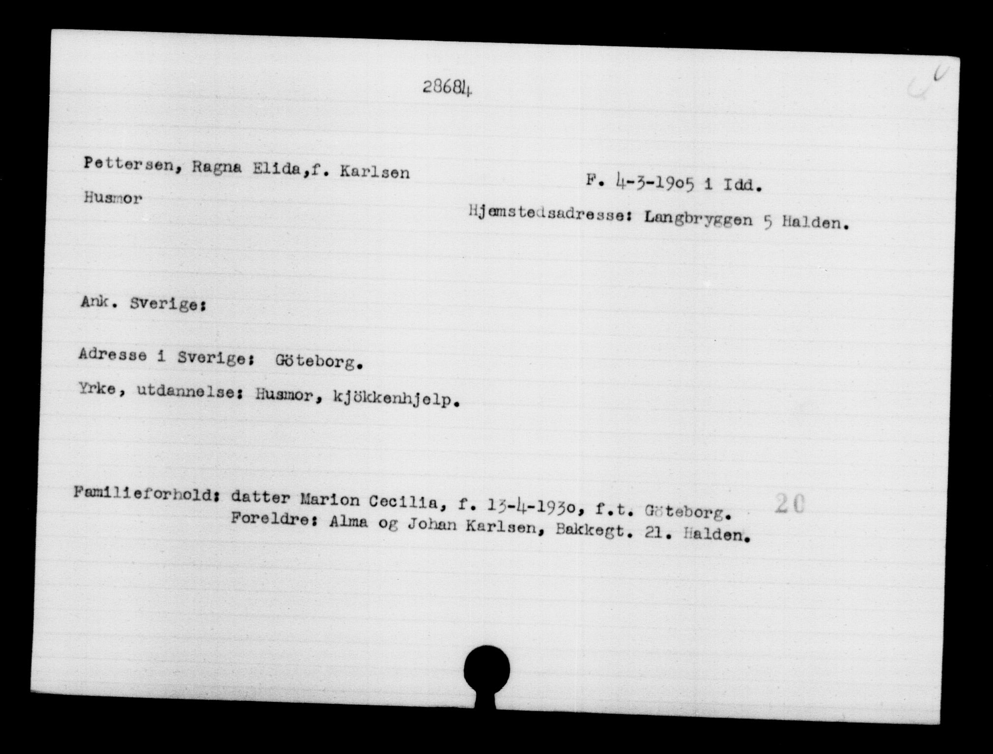 Den Kgl. Norske Legasjons Flyktningskontor, AV/RA-S-6753/V/Va/L0012: Kjesäterkartoteket.  Flyktningenr. 28300-31566, 1940-1945, p. 409