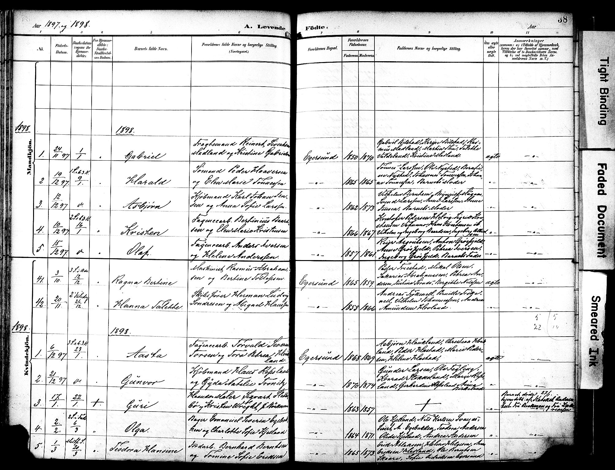 Eigersund sokneprestkontor, AV/SAST-A-101807/S08/L0019: Parish register (official) no. A 18, 1892-1905, p. 38