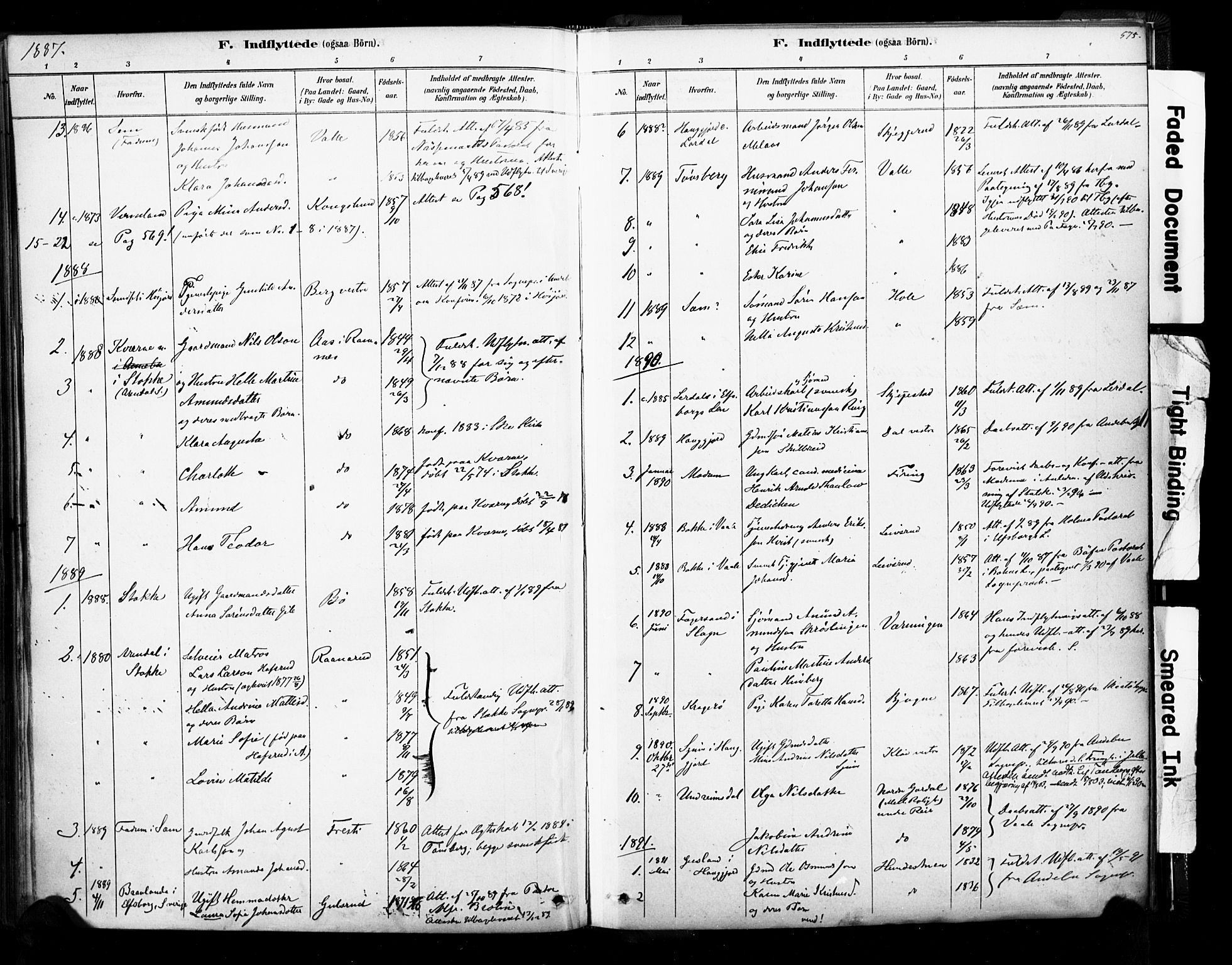 Ramnes kirkebøker, AV/SAKO-A-314/F/Fa/L0007: Parish register (official) no. I 7, 1878-1895, p. 574-575