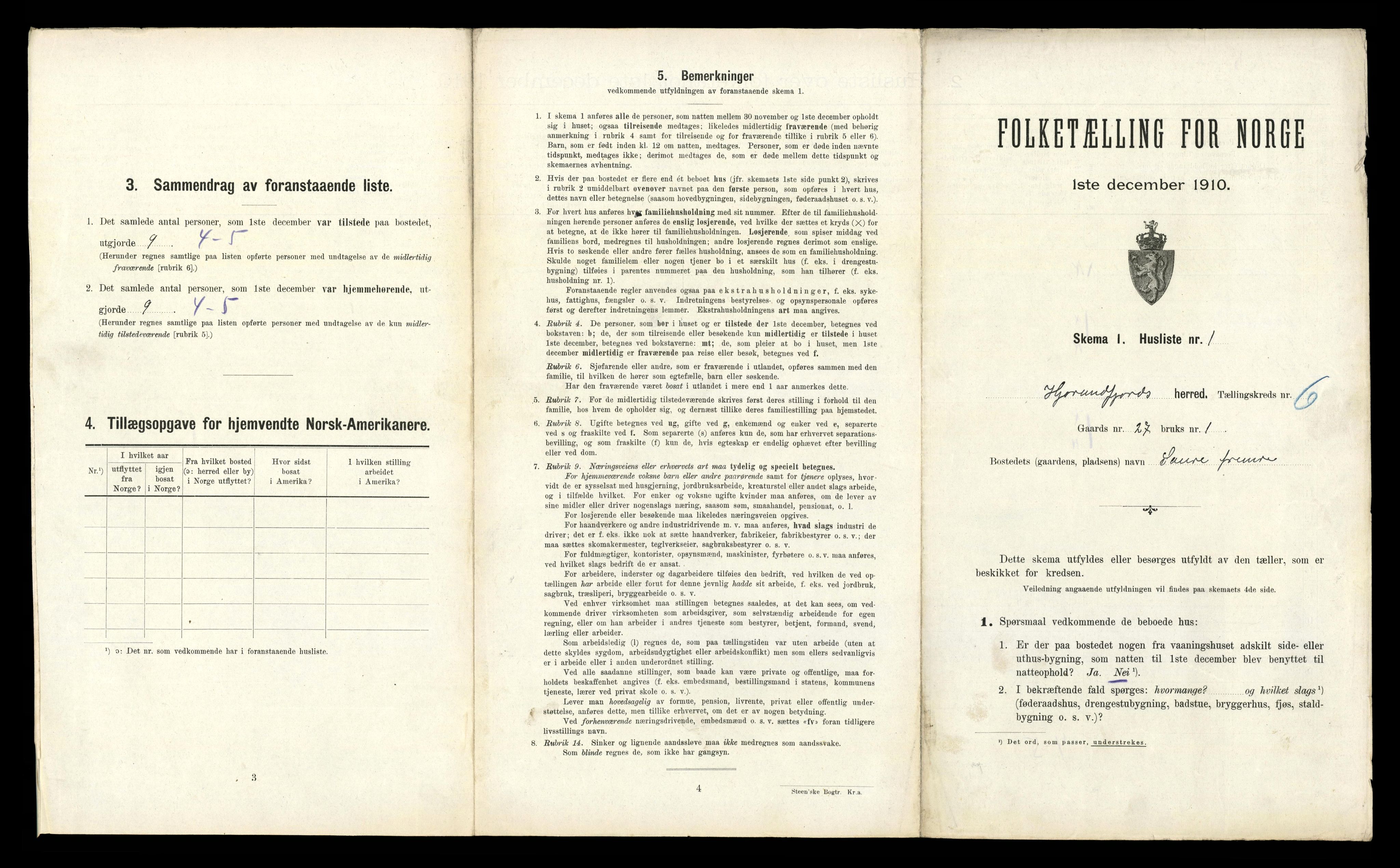 RA, 1910 census for Hjørundfjord, 1910, p. 280