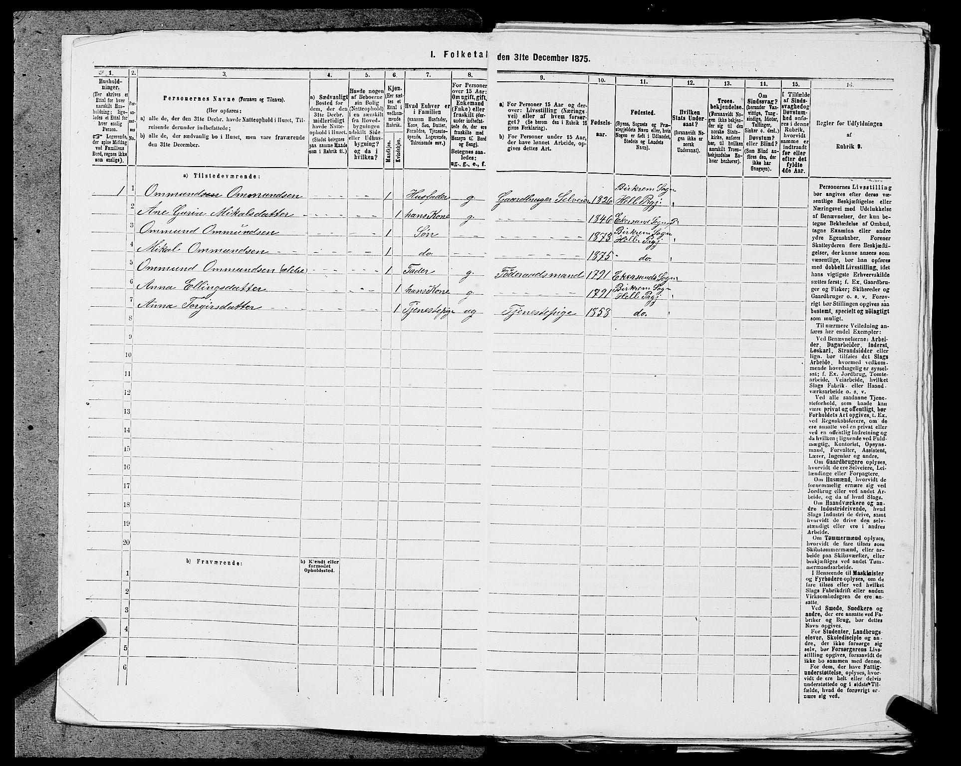 SAST, 1875 census for 1115P Helleland, 1875, p. 776