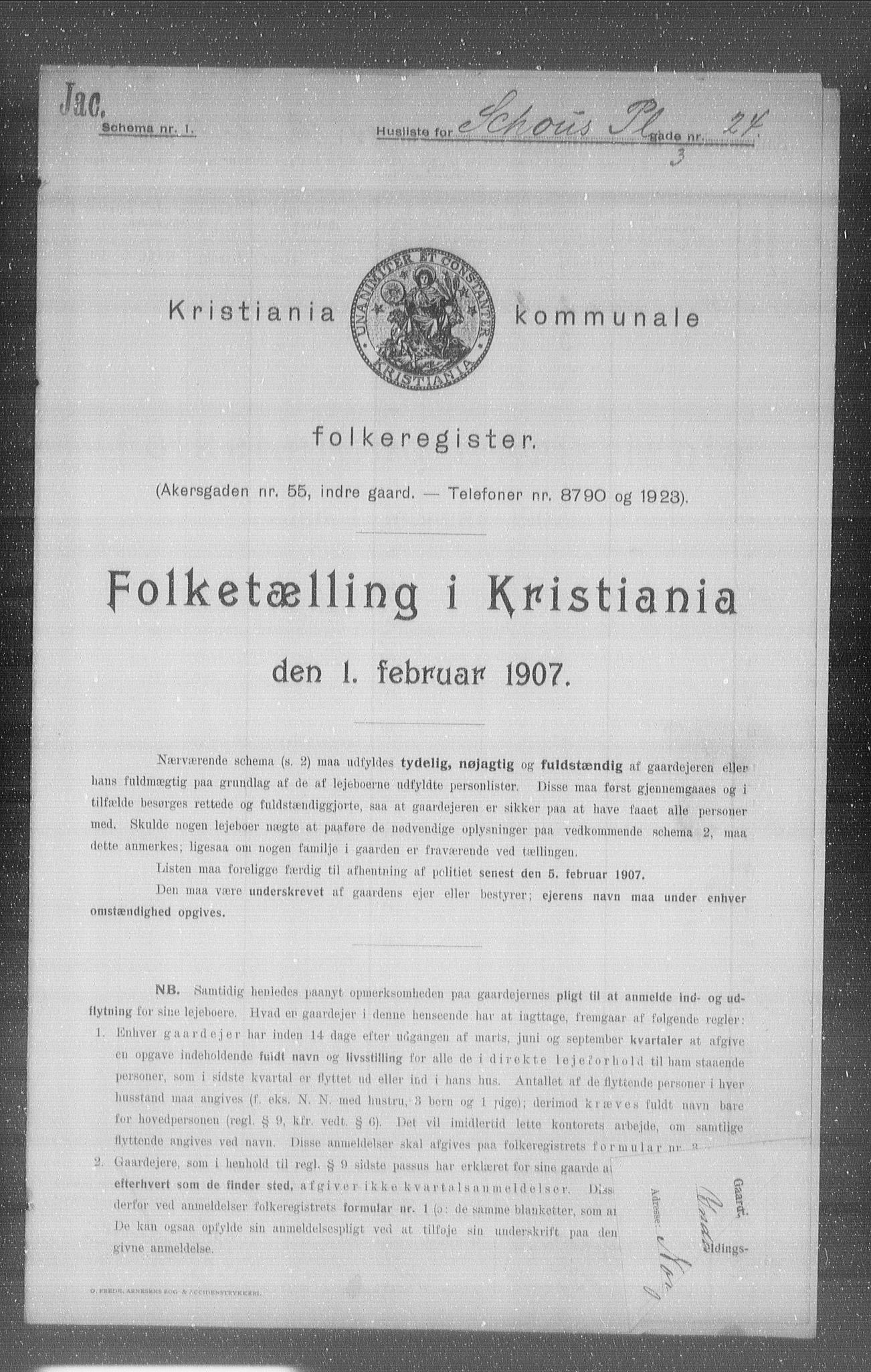 OBA, Municipal Census 1907 for Kristiania, 1907, p. 46256