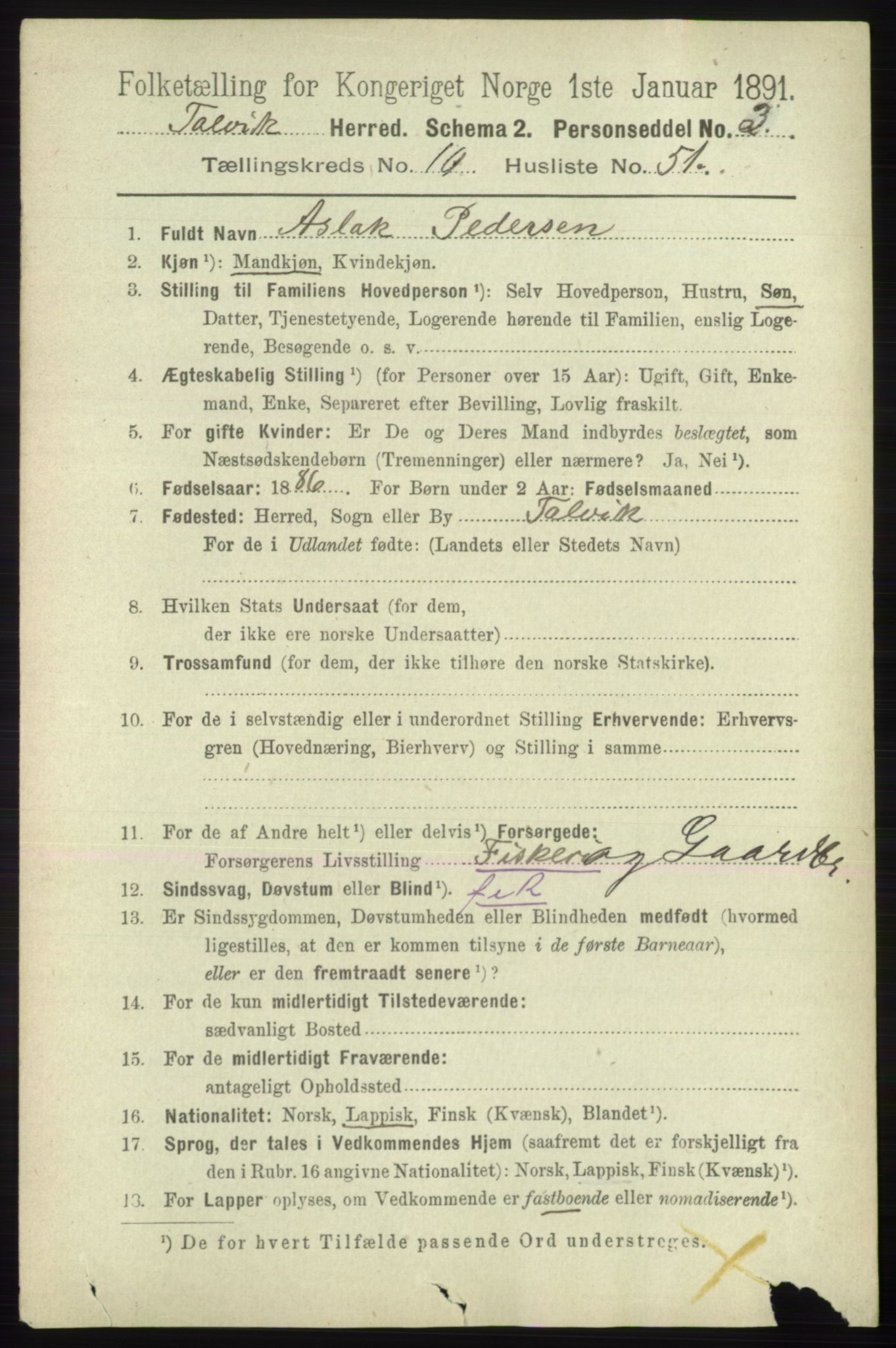 RA, 1891 census for 2013 Talvik, 1891, p. 2642