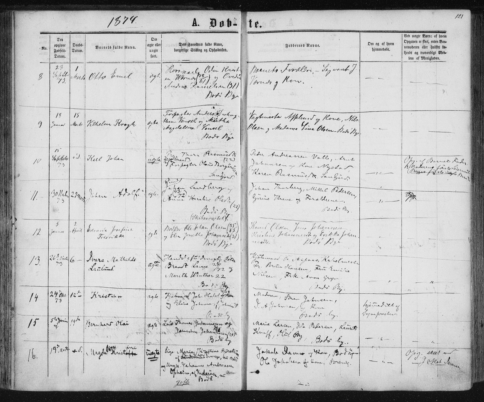 Ministerialprotokoller, klokkerbøker og fødselsregistre - Nordland, SAT/A-1459/801/L0008: Parish register (official) no. 801A08, 1864-1875, p. 121
