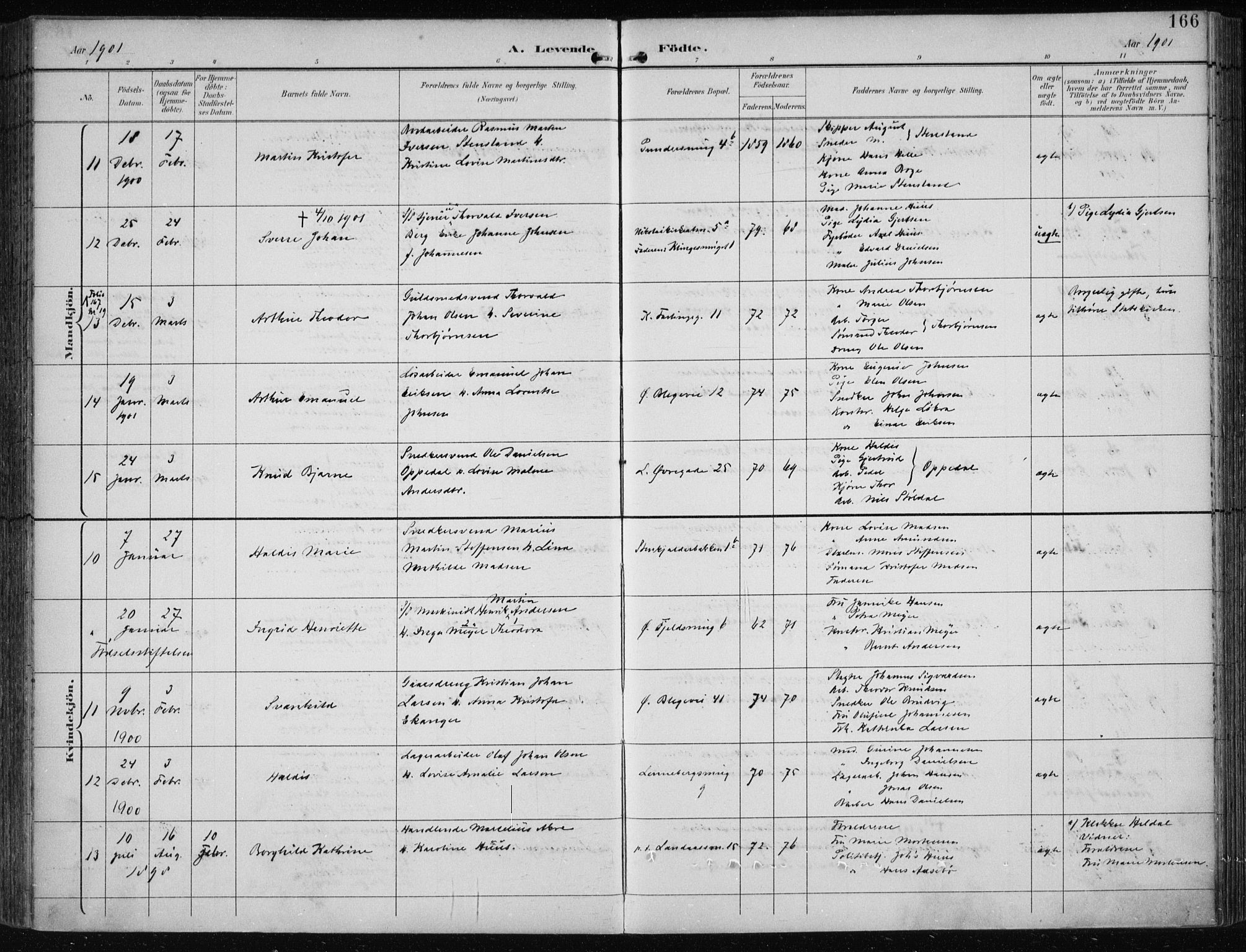 Korskirken sokneprestembete, AV/SAB-A-76101/H/Hab: Parish register (copy) no. B 10, 1896-1905, p. 166