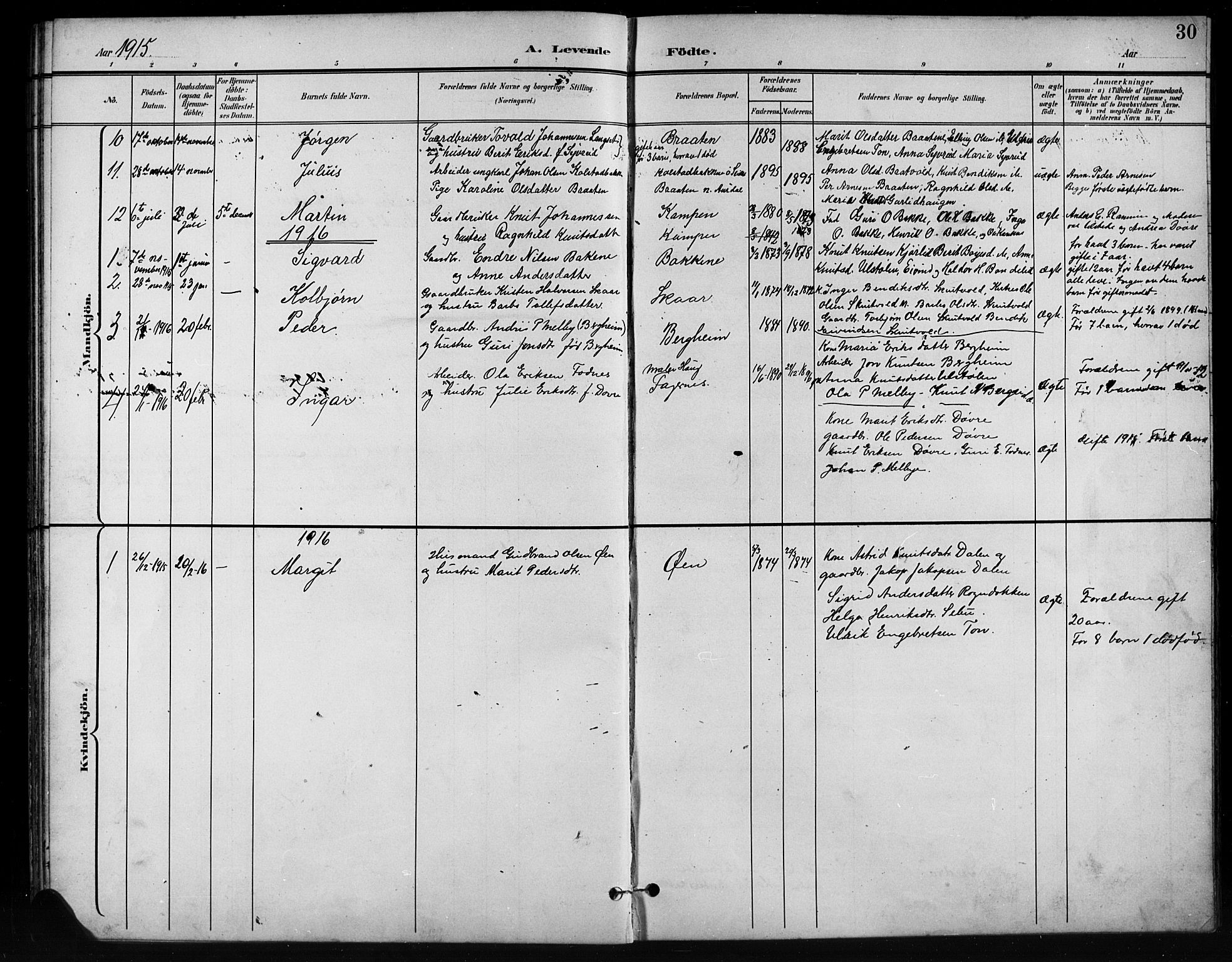 Nord-Aurdal prestekontor, SAH/PREST-132/H/Ha/Hab/L0011: Parish register (copy) no. 11, 1897-1918, p. 30