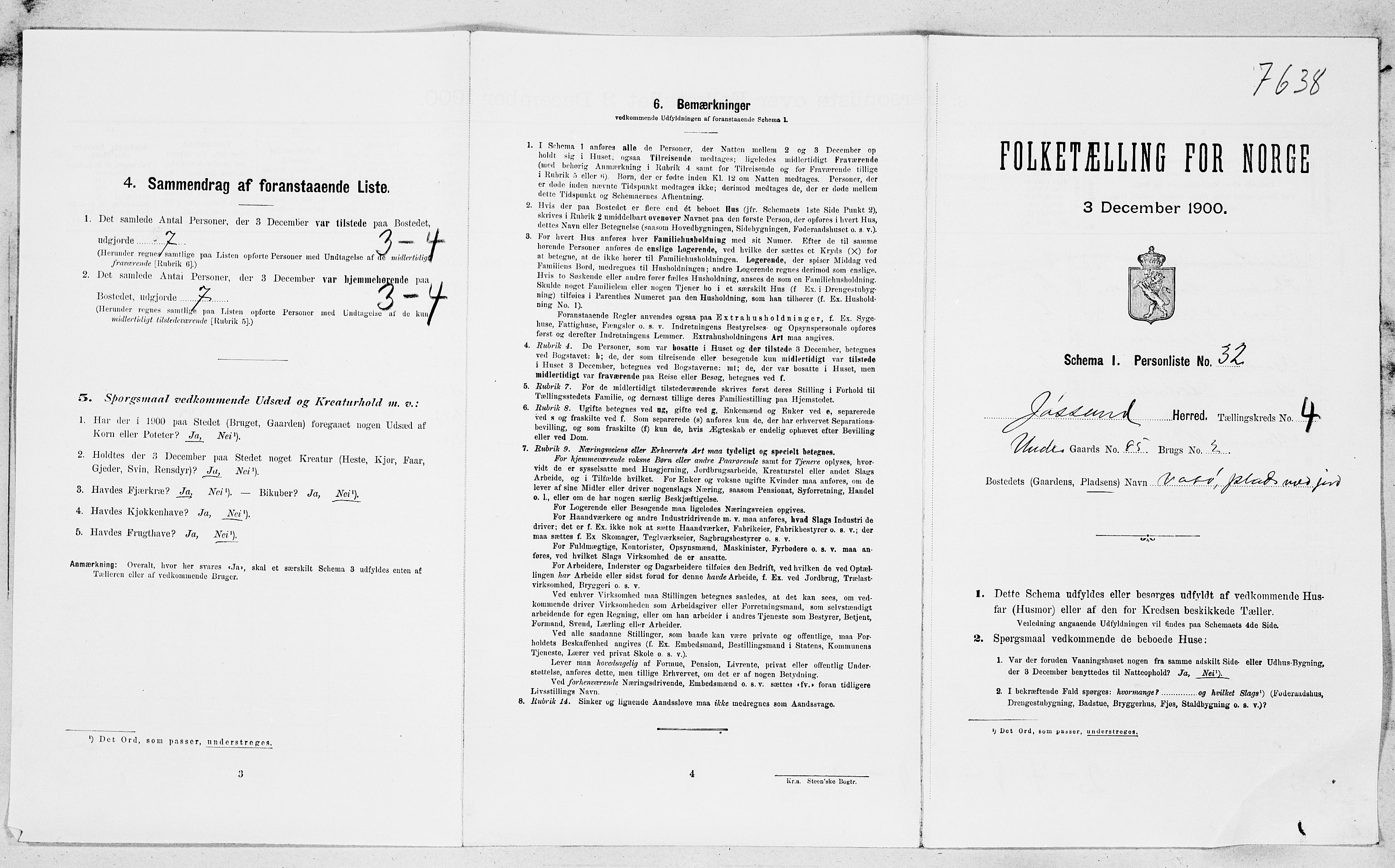 SAT, 1900 census for Jøssund, 1900, p. 485