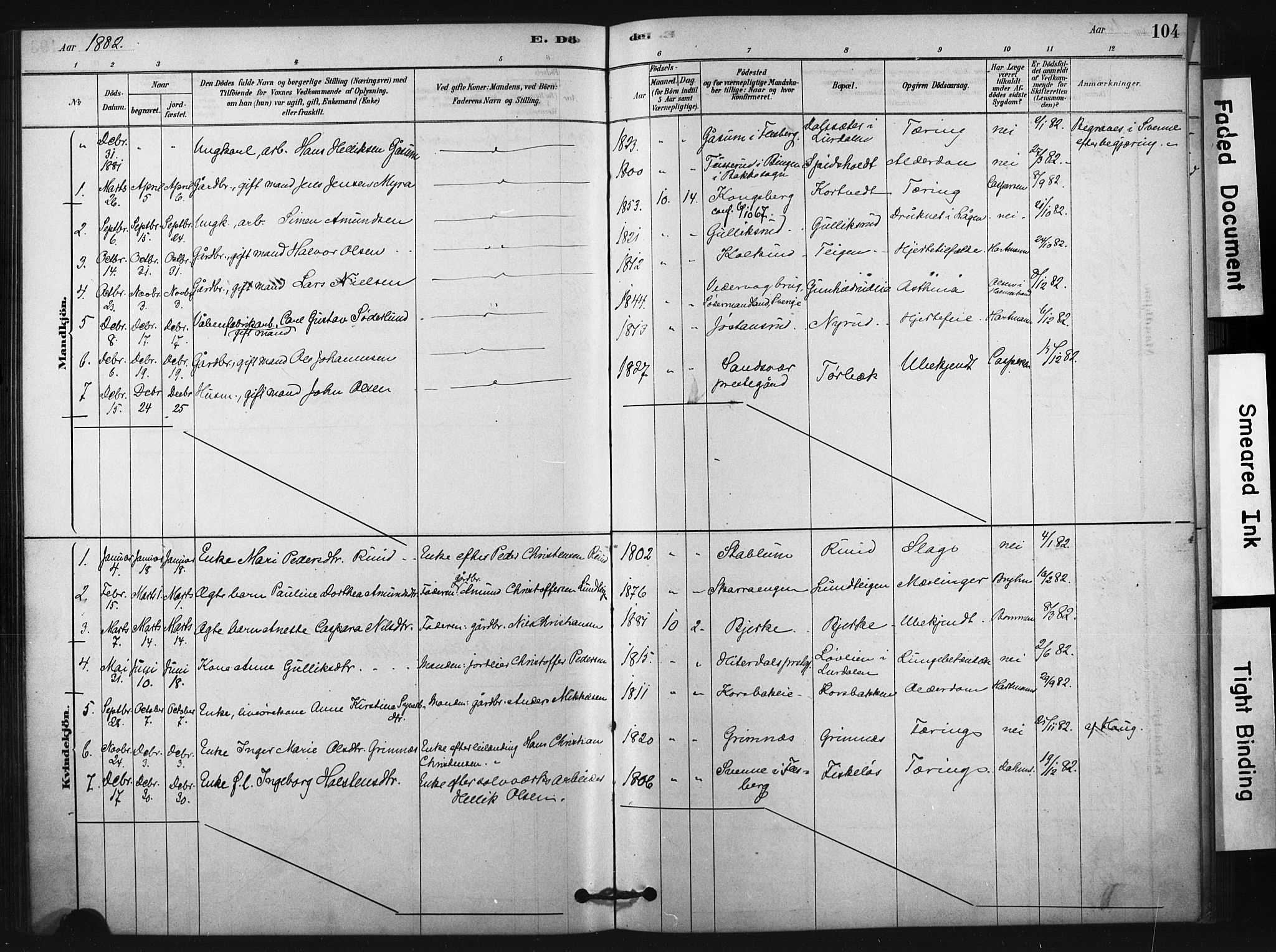 Fiskum kirkebøker, SAKO/A-15/F/Fa/L0002: Parish register (official) no. 2, 1878-1890, p. 104