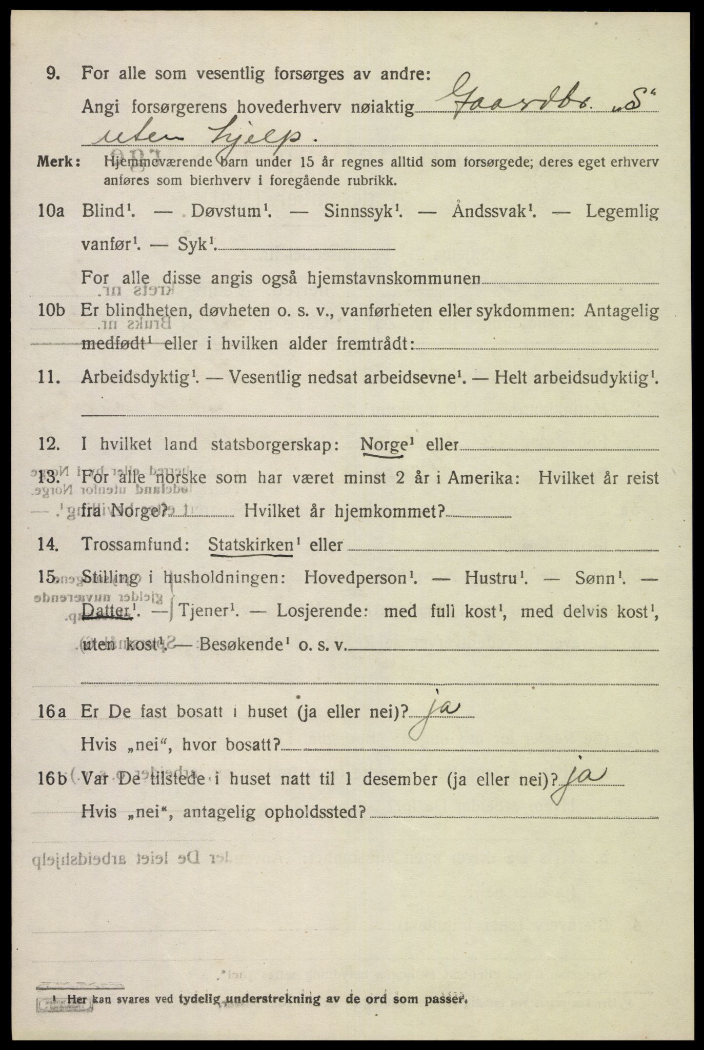 SAK, 1920 census for Herad, 1920, p. 2203